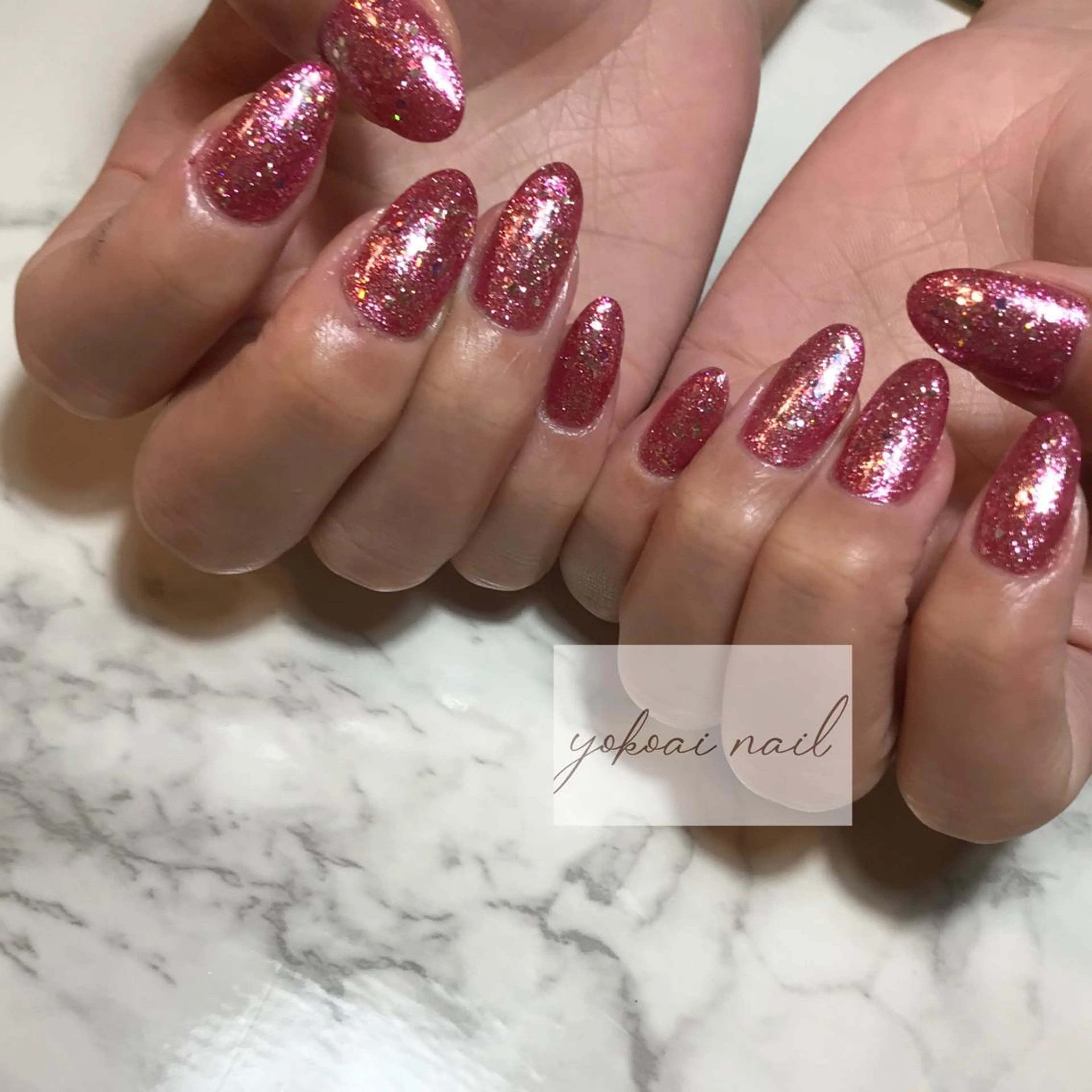 ネイル アートネイル グラデーション ラメ(グリッター) ワンカラーネイル ハンドネイル yokoai nailのネイルデザイン