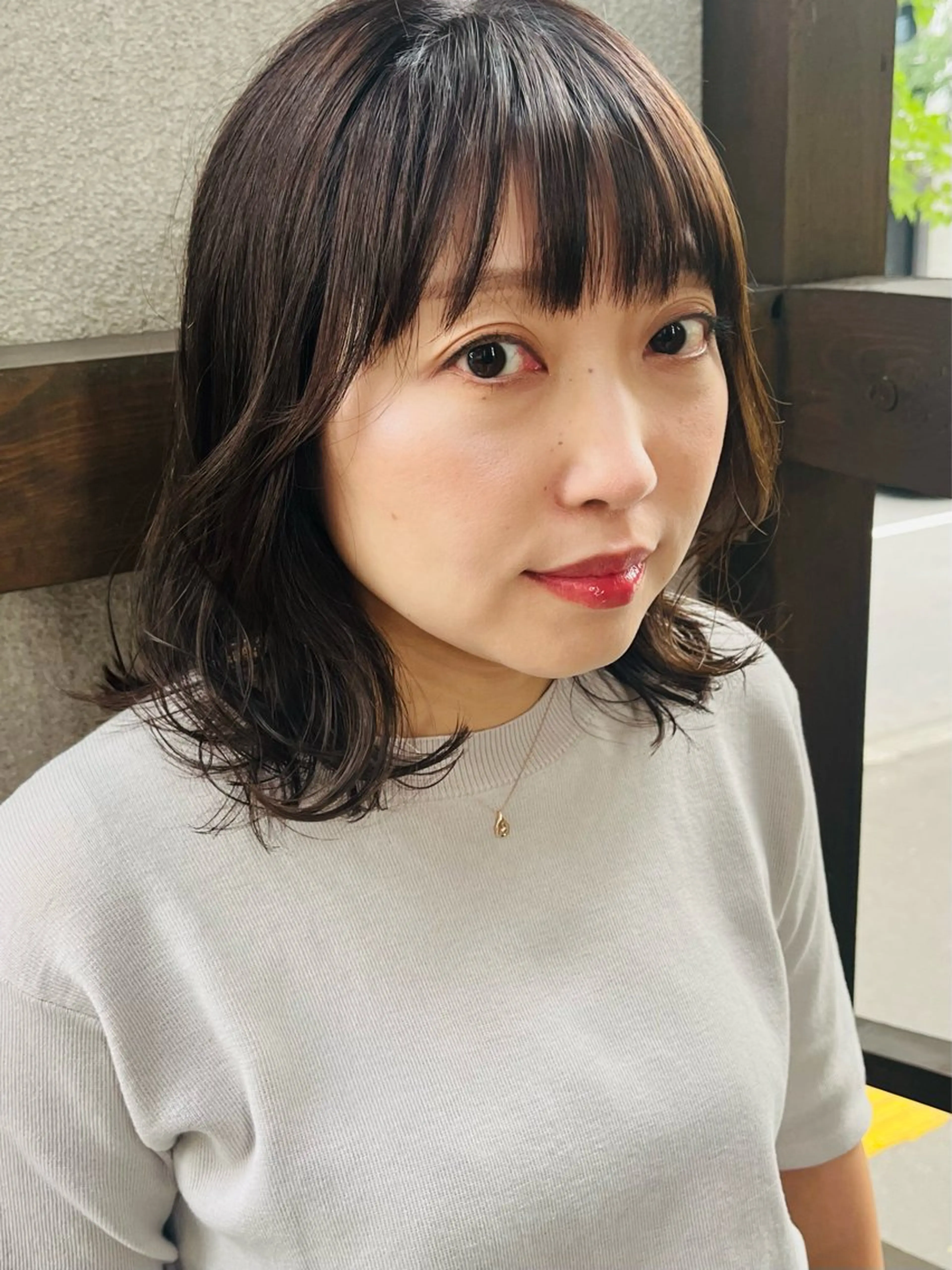セミロング セミロングパーマ くびれヘア カット パーマ ママ美容師 ＊ヒマワリのヘアスタイル
