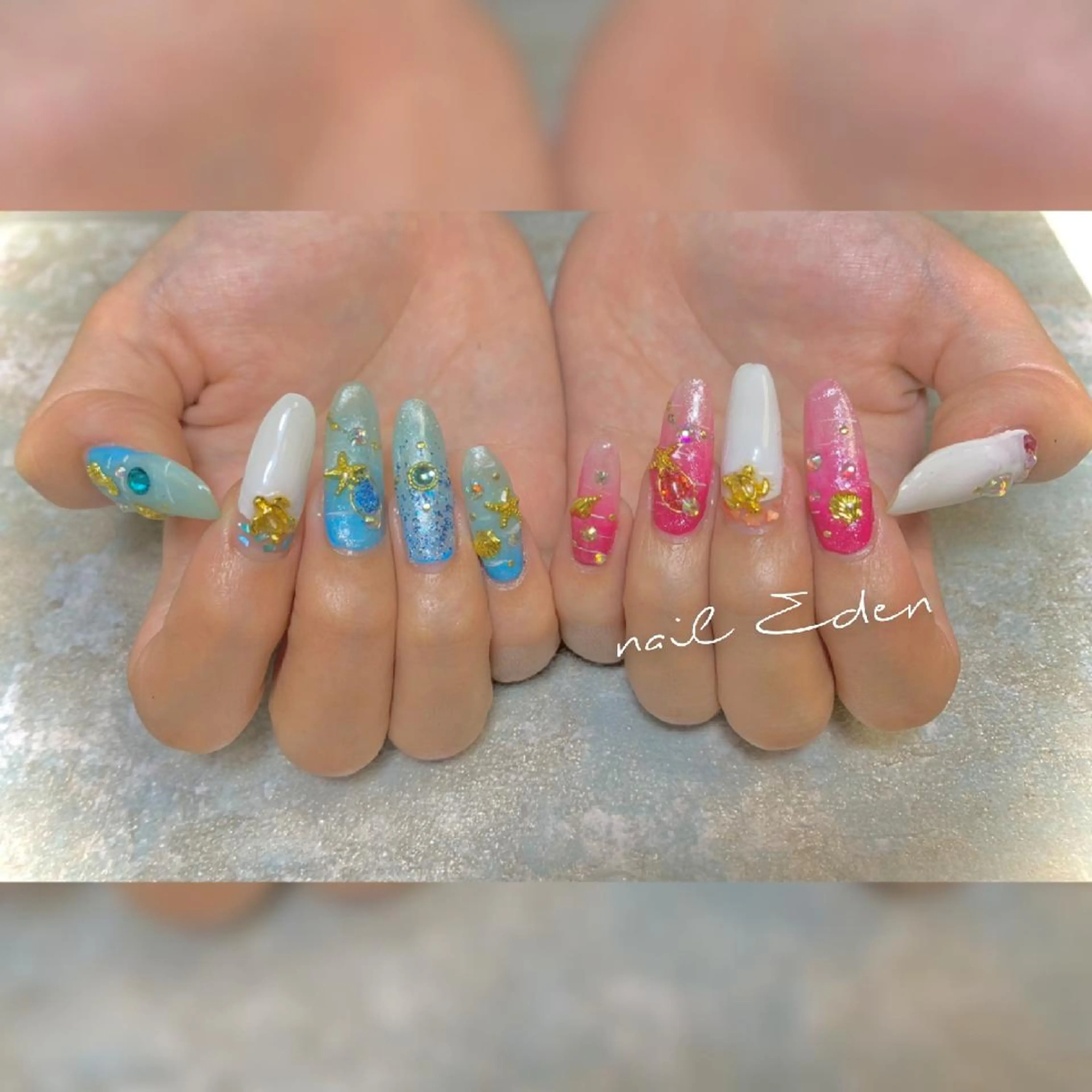 ネイル ロングネイル 持ち込み Eden ♾️のネイルデザイン