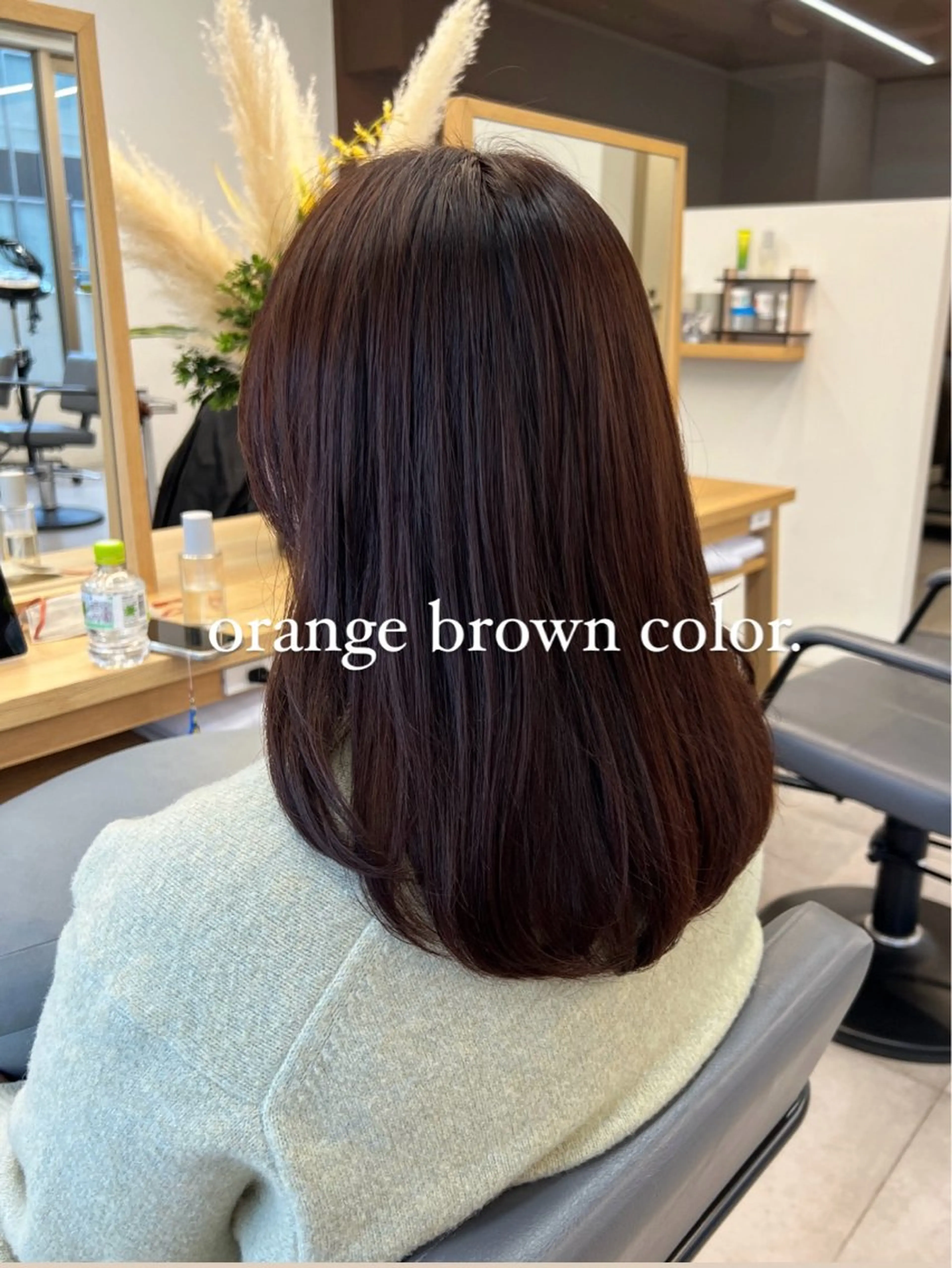 ミディアム カラー ブラウンカラー オレンジ オレンジブラウン Ore🫧タナカマヤ /柔らかい質感カラーのヘアスタイル