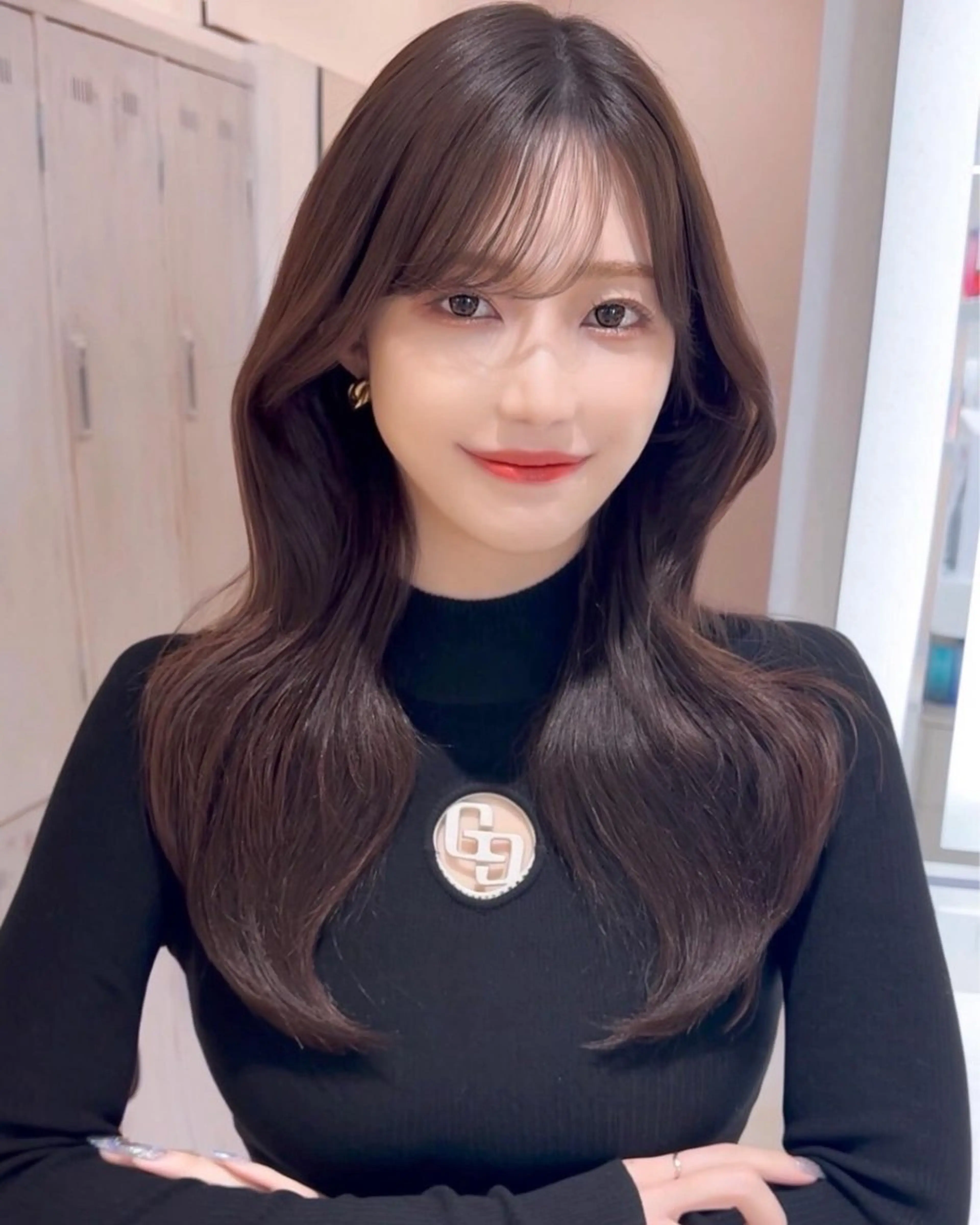 セミロング カラー くびれヘア 日本一の小顔カット/ ボブ/顔周り/韓国のヘアスタイル