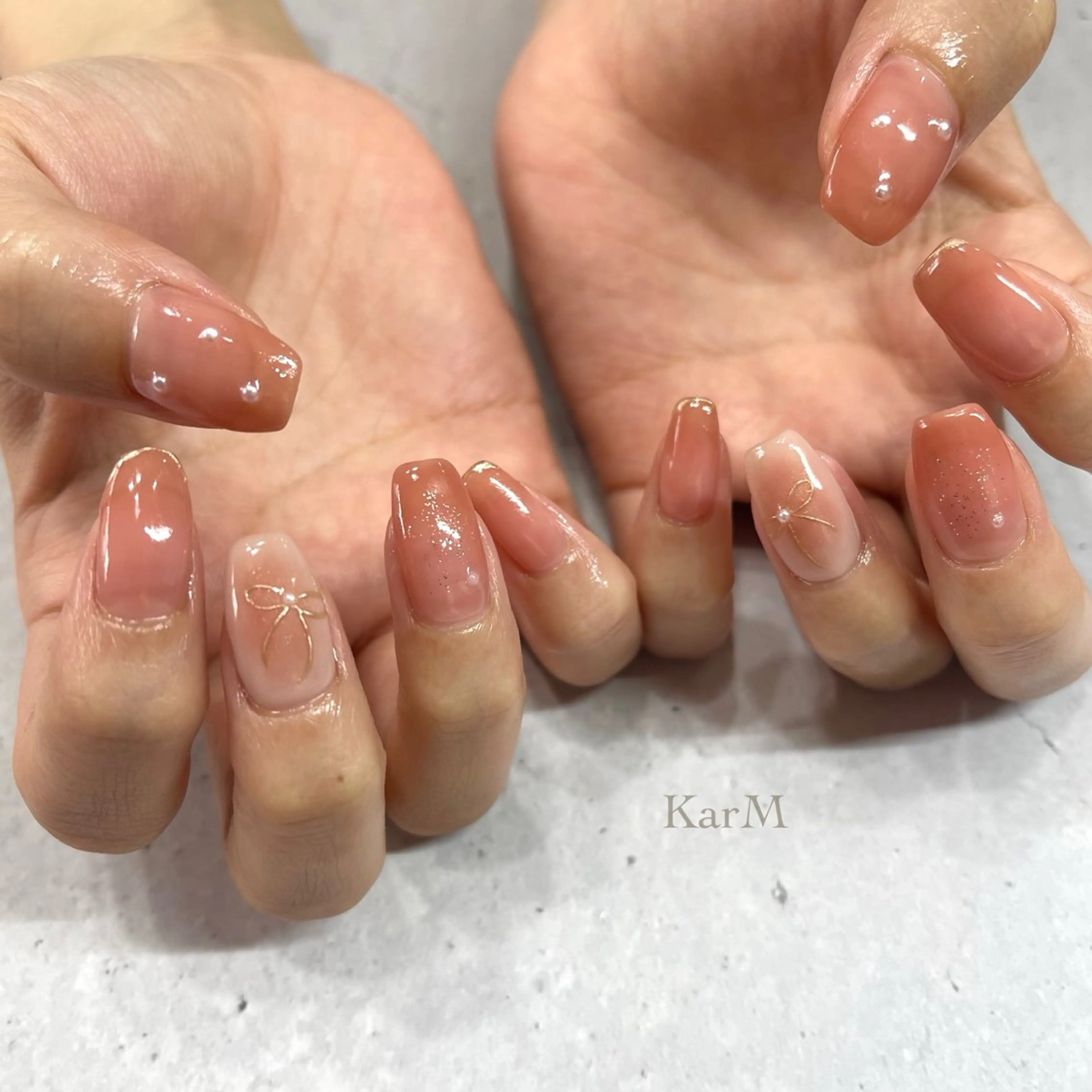 ネイル オーロラネイル チークネイル フラッシュネイル フレンチネイル グラデーション ハンドネイル ogino karinのネイルデザイン