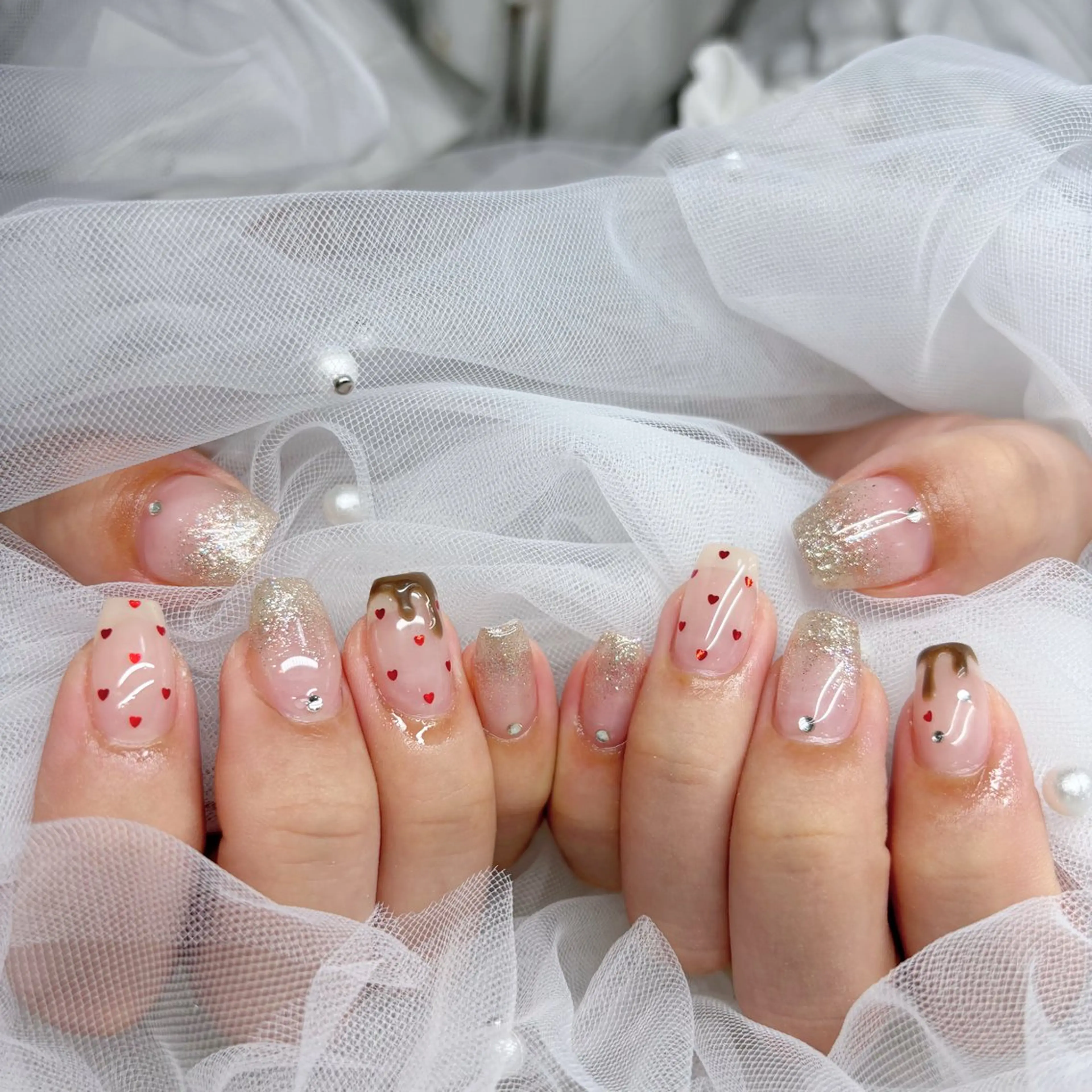 ネイル バレンタイン ハンドネイル Yappy kurumiのネイルデザイン