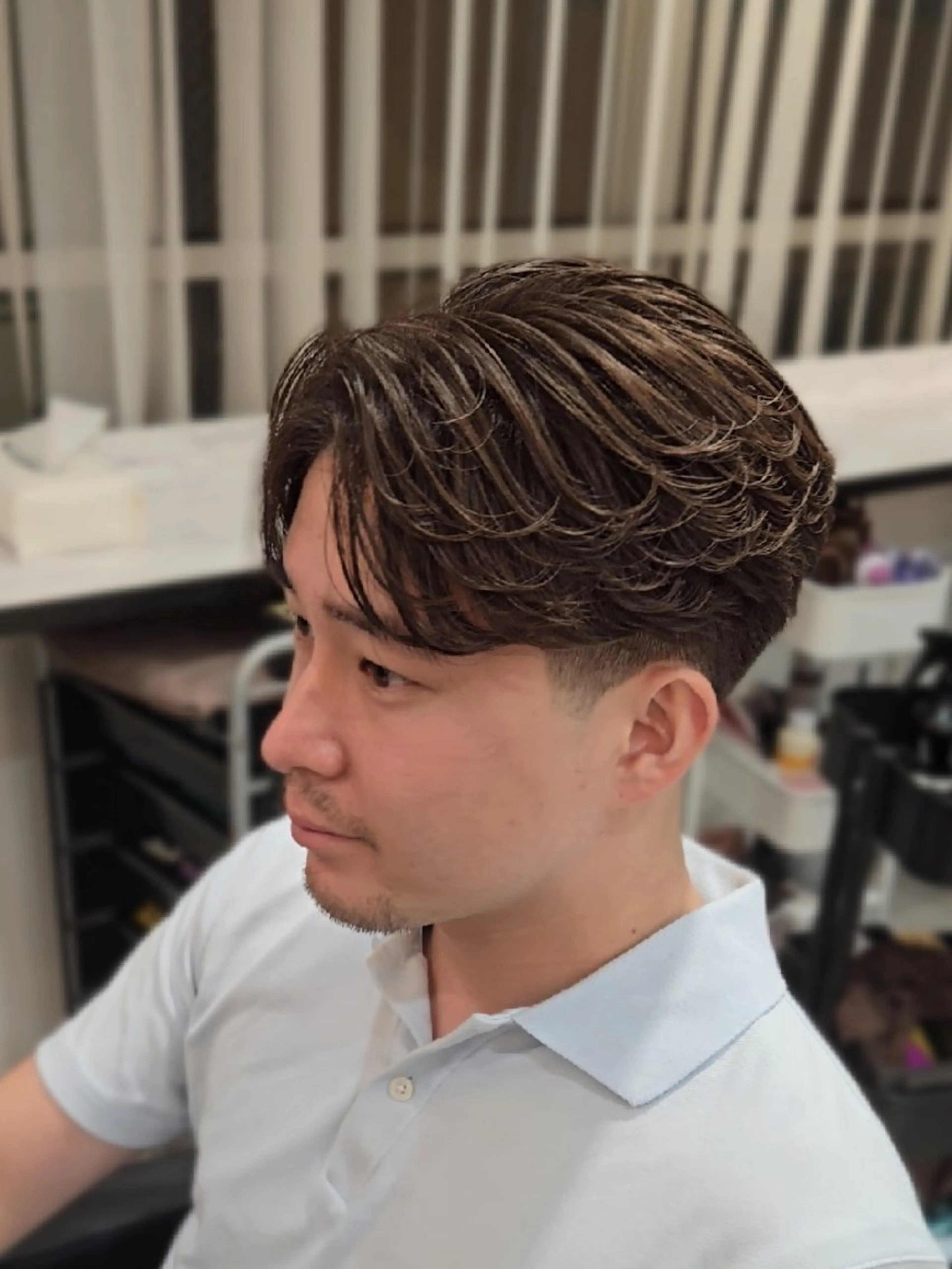 メンズ ミディアム パーマ ミディアムパーマ センターパート メンズパーマ カット パーマ ヘアセット LEN名古屋/パーマ 海外ヘア/メンズ特化のヘアスタイル