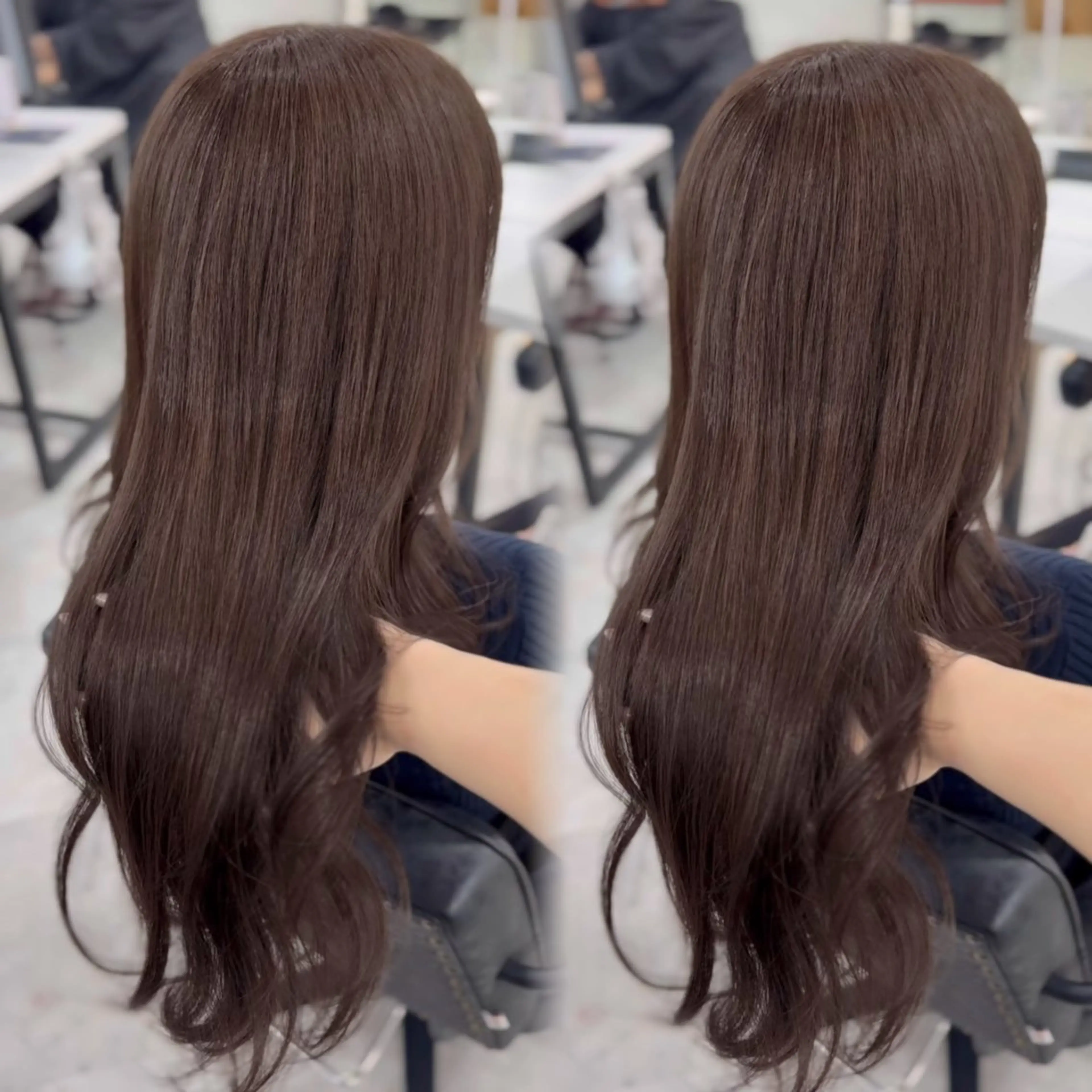 ロング カラー アッシュ アッシュブラウン ベージュカラー 黒髪 ブリーチ カット ヘアカラー トリートメント 赤み無し柔らかカラー 【梅田】madokaのヘアスタイル