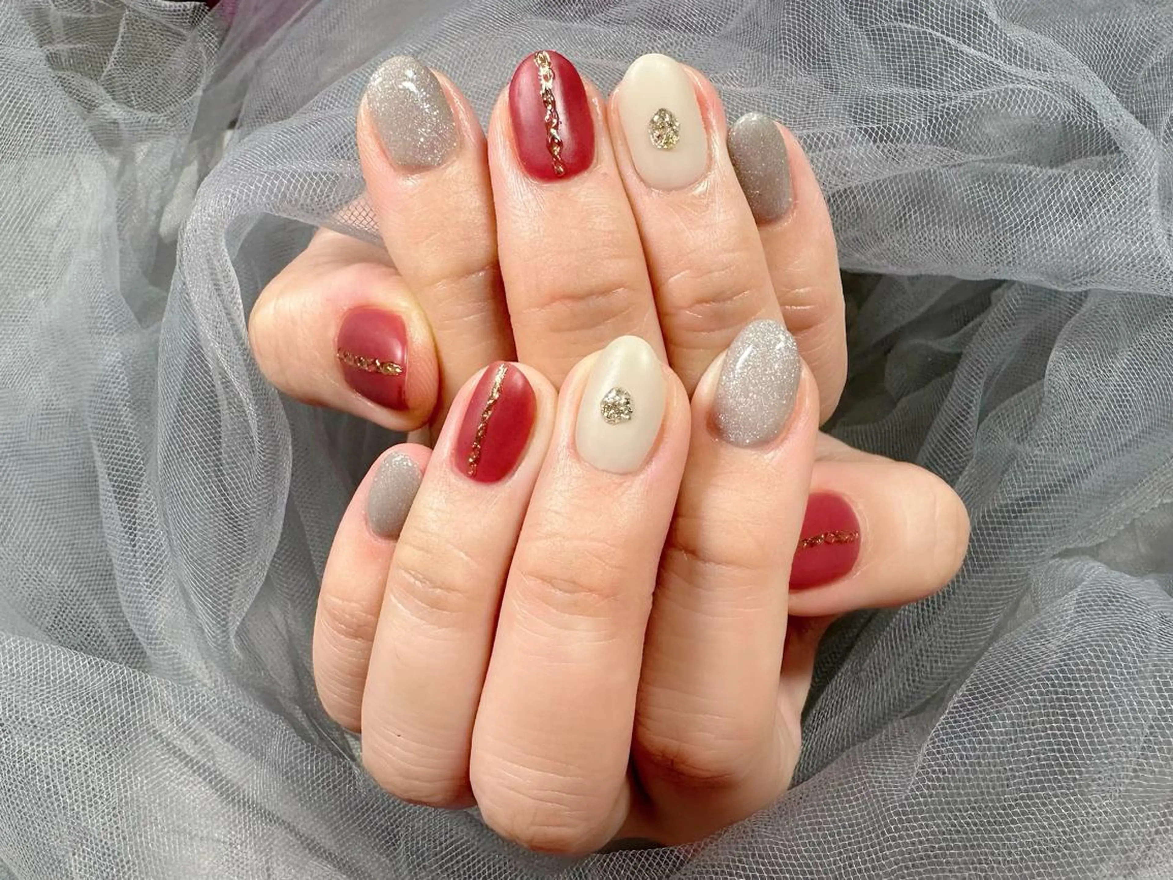 ネイル ボルドー マットネイル ハンドネイル Nail Salon KURELLYのネイルデザイン