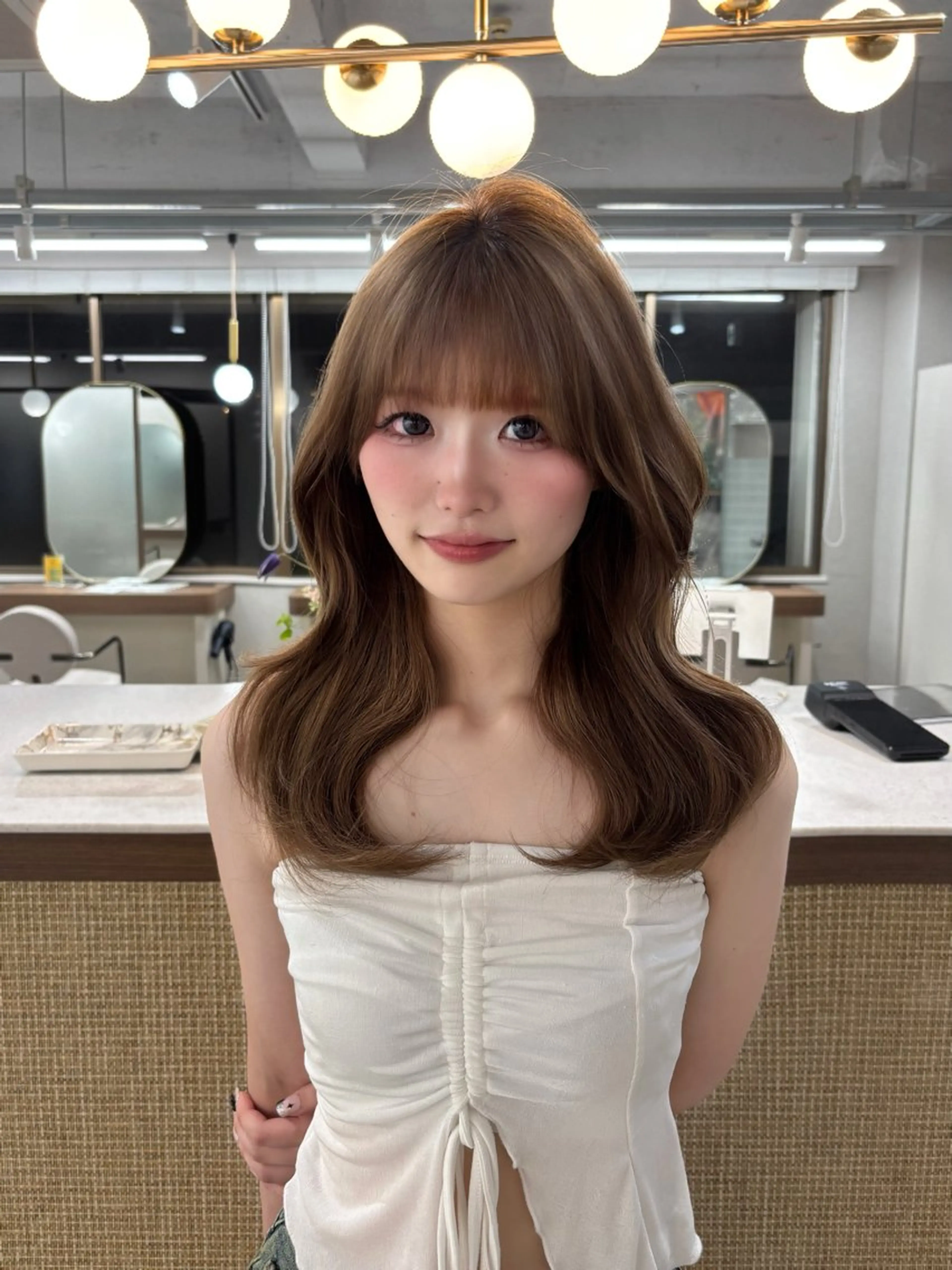 ミディアム ヨシンモリ ヘアカラー 🎀透明感カラー/ 博多美容室ゆうあ🎀のヘアスタイル