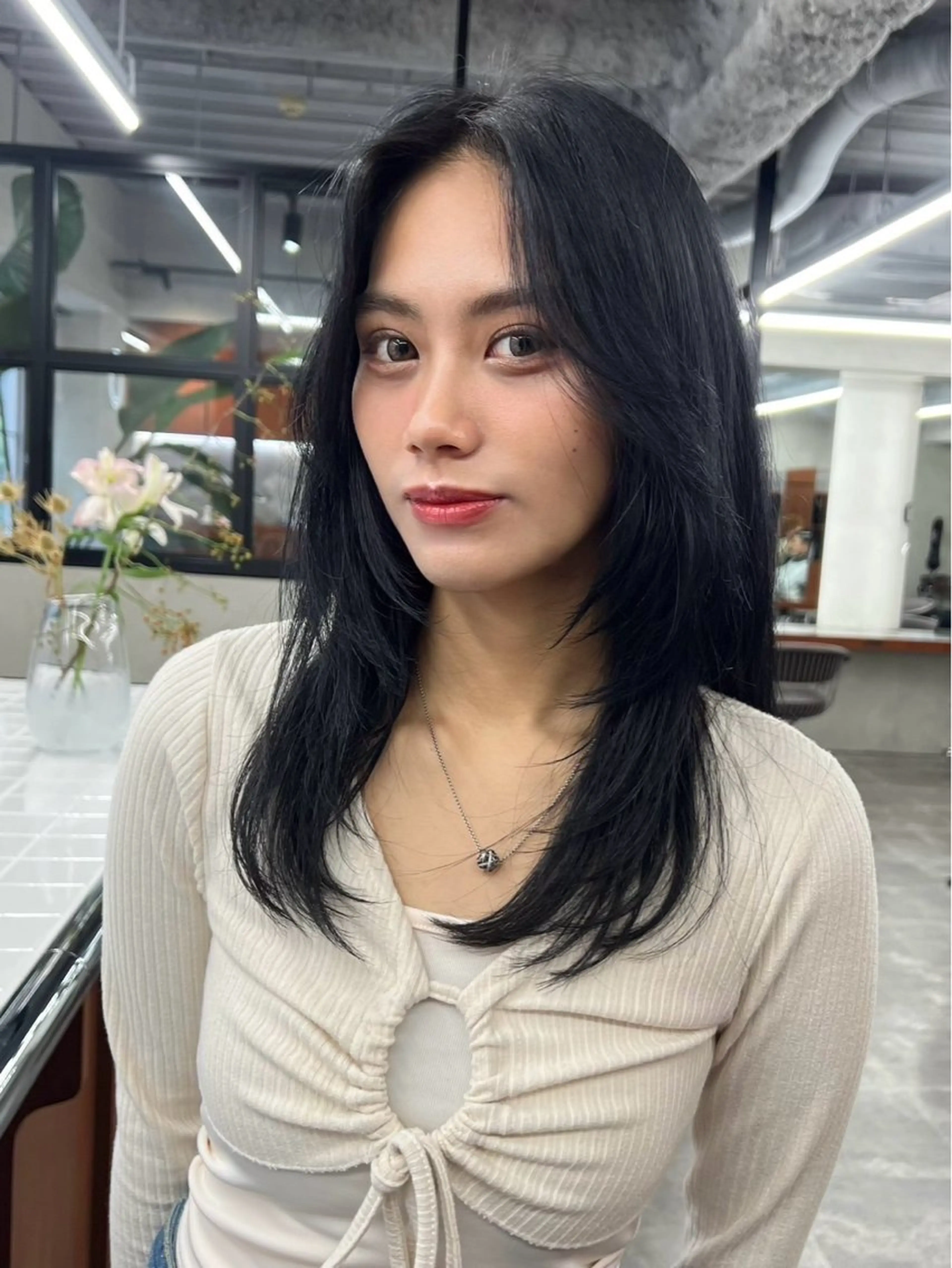 セミロング 似合わせカット/ ハイトーン/aoiのヘアスタイル