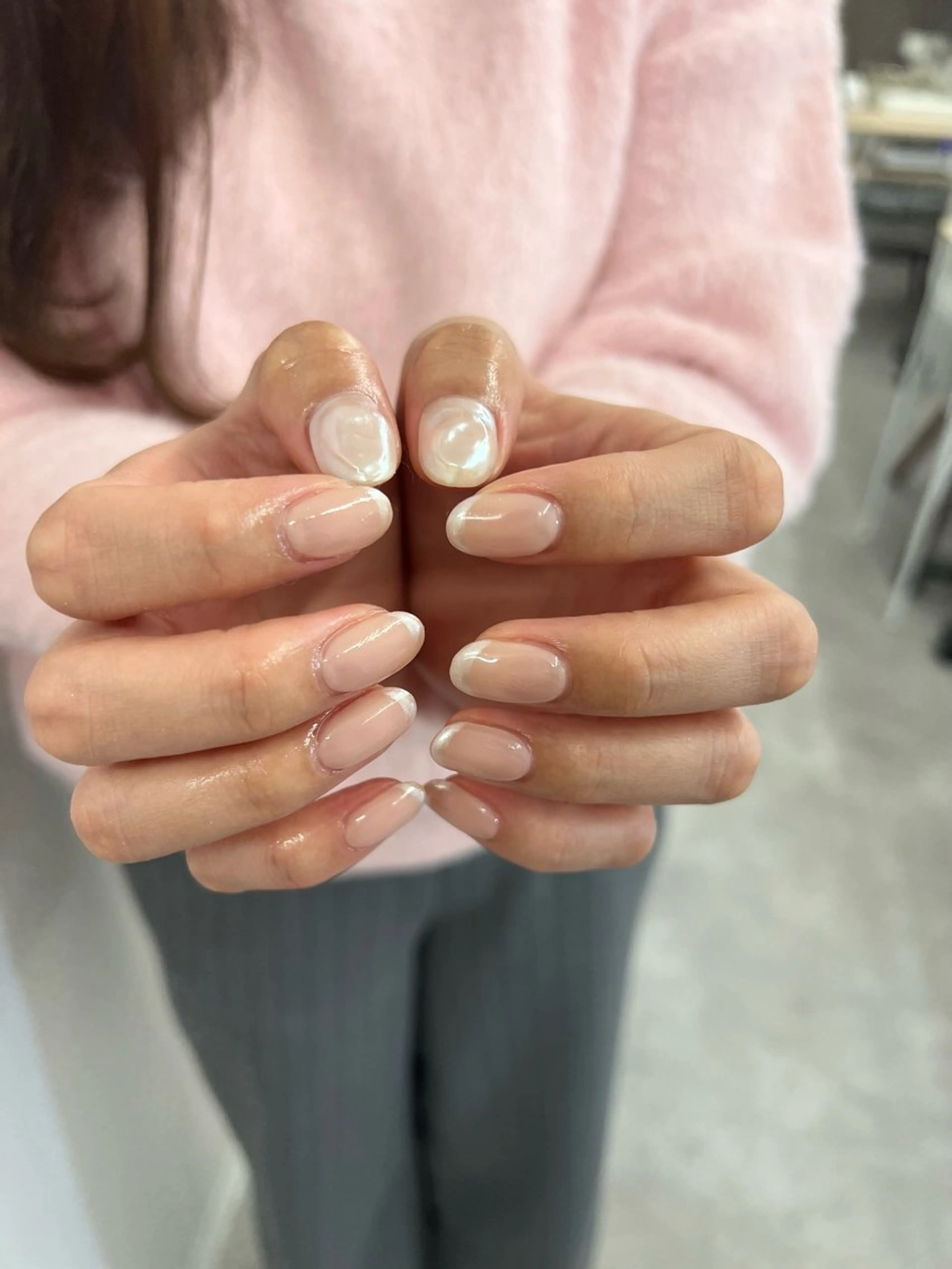 ネイル オーロラネイル フレンチネイル ジェルネイル マグネットネイル ニュアンスネイル ハンドネイル ハンドケア Bana_ Nailのネイルデザイン