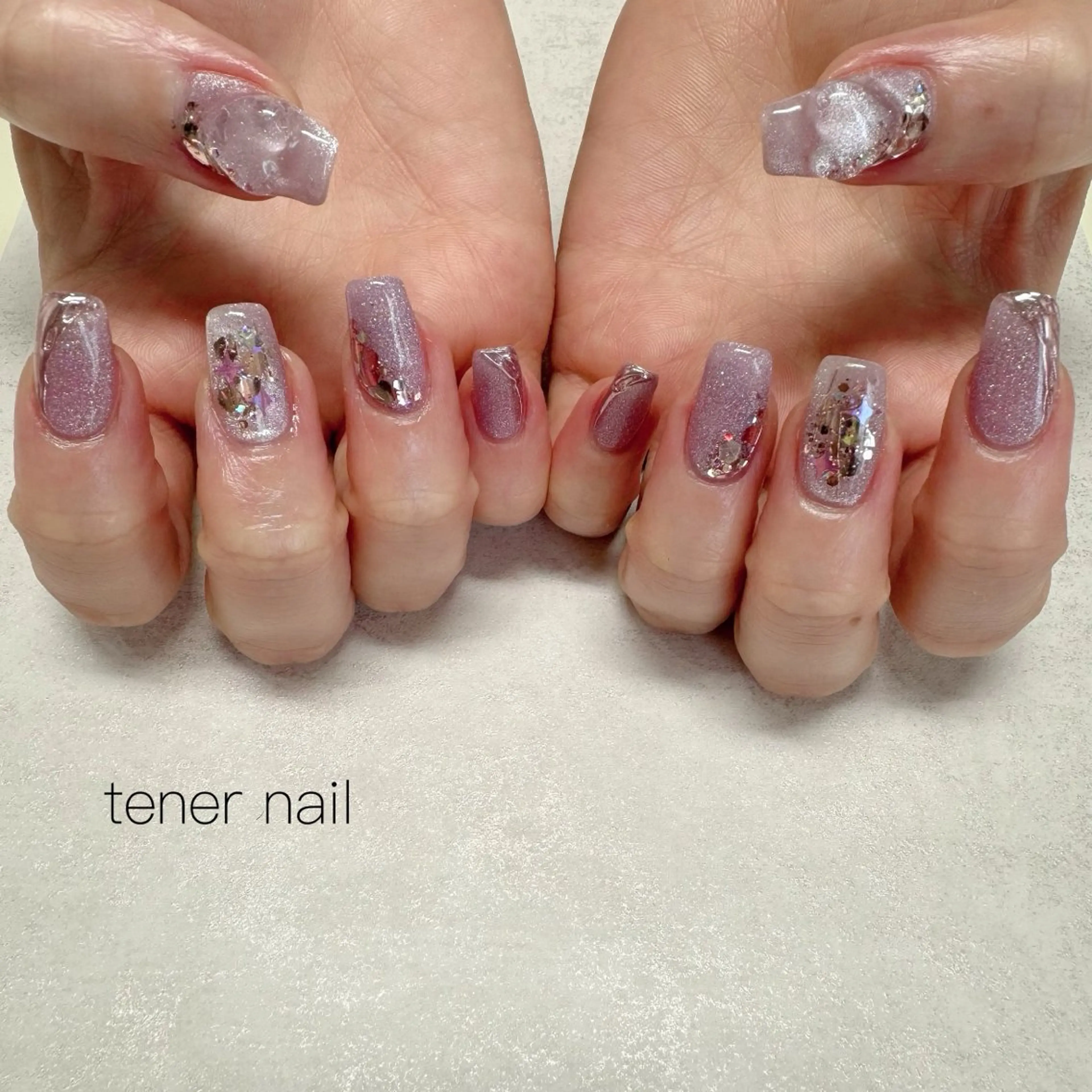 ネイル キラキラネイル ピンク ハンドネイル テネルネイル tener nailのネイルデザイン