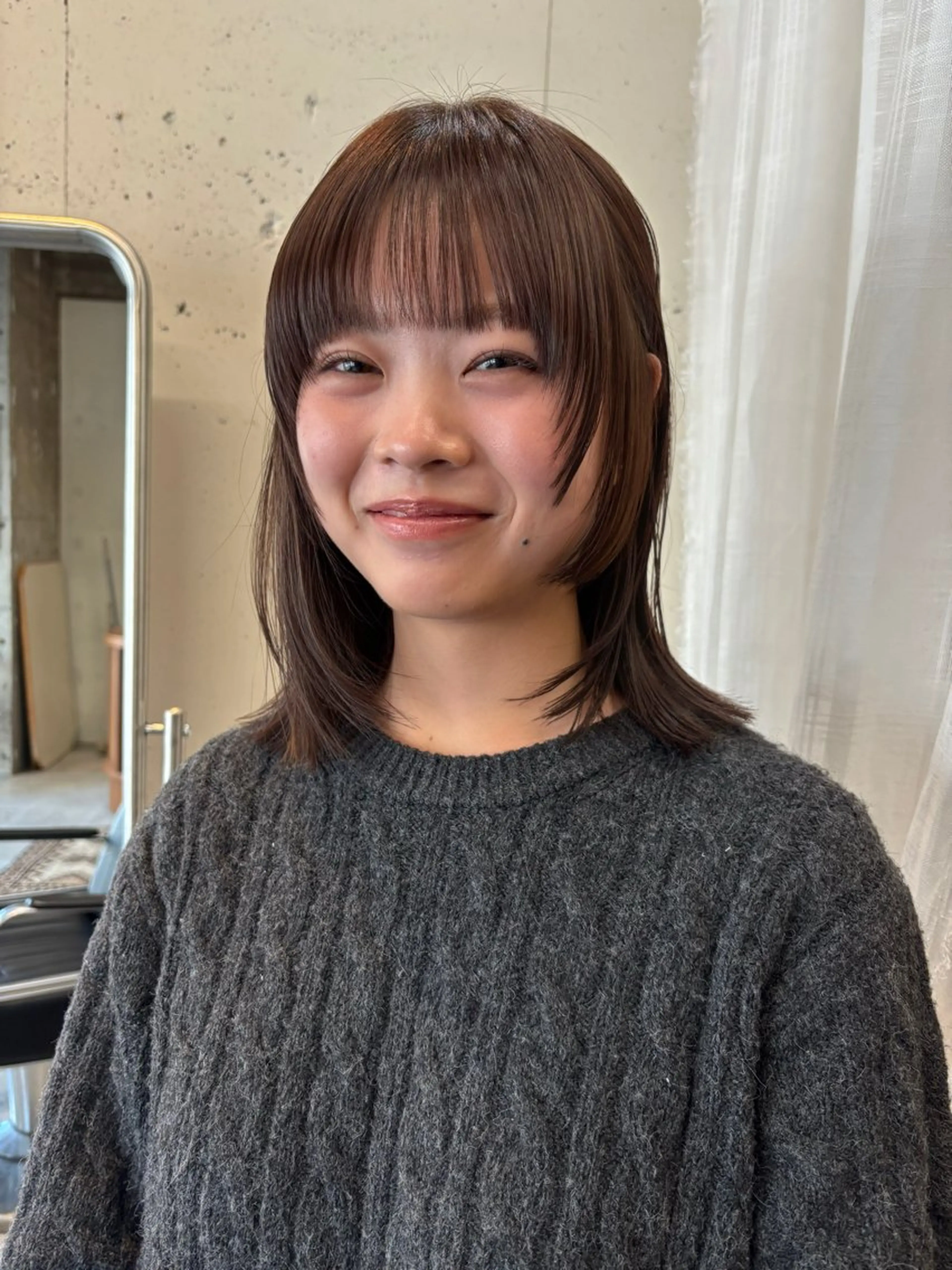 ミディアム カラー カット ヘアカラー 永田 愛莉のヘアスタイル