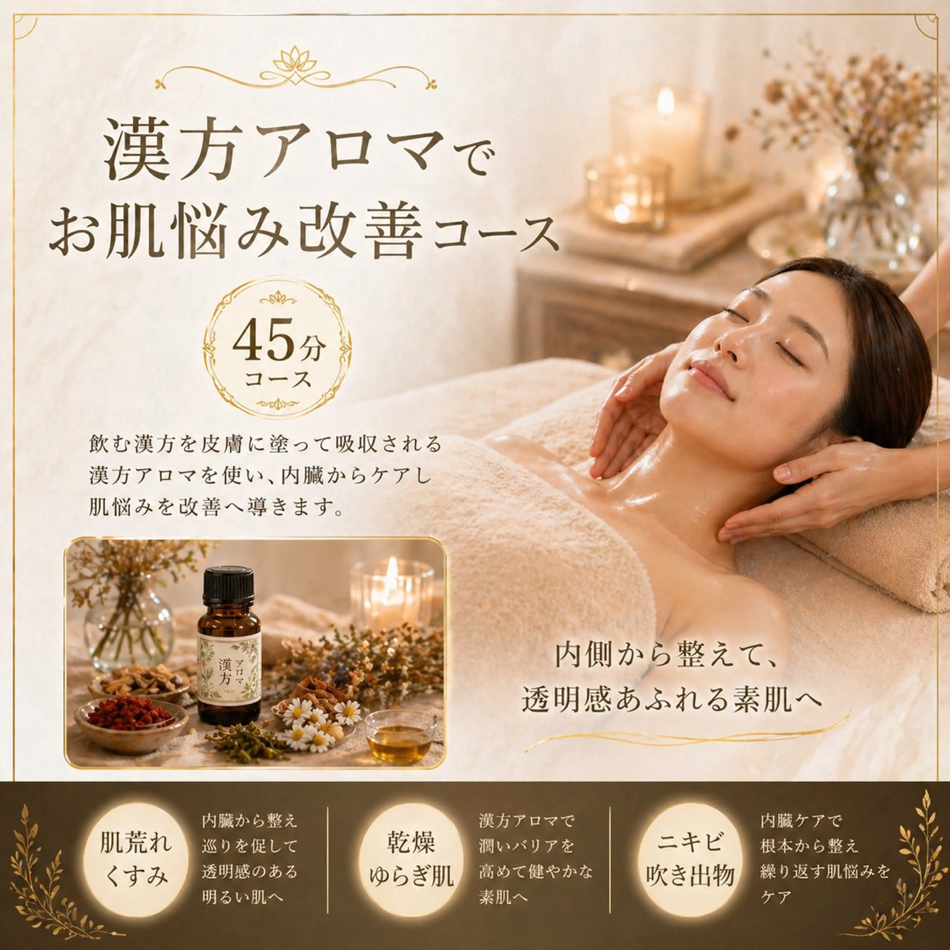 漢方アロマで肌のお悩み改善コース　45分の写真