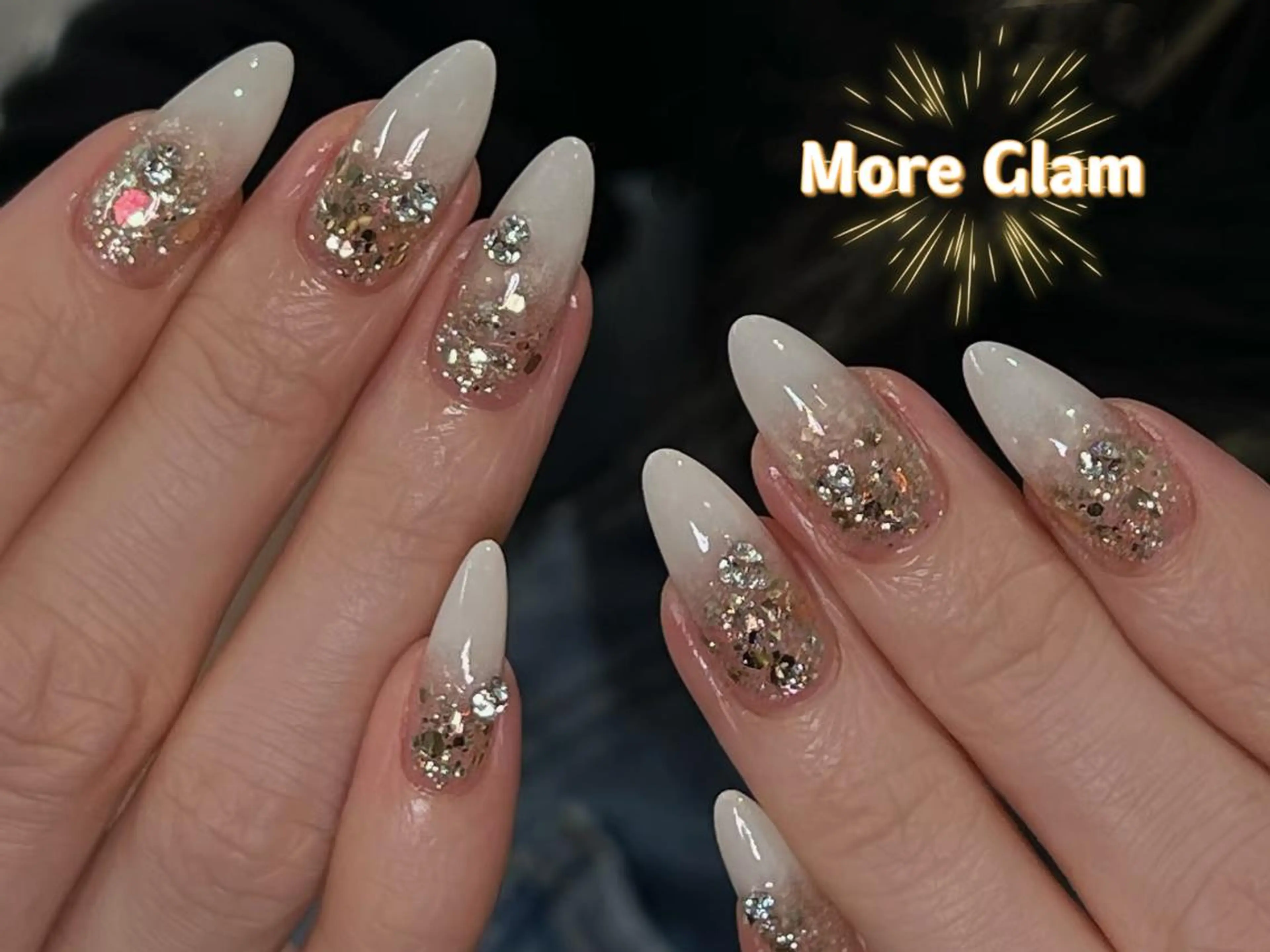 ネイル 長さ出し フットネイル フレンチネイル ジェルネイル ガラスフレンチ MoreGlam ネイルのネイルデザイン