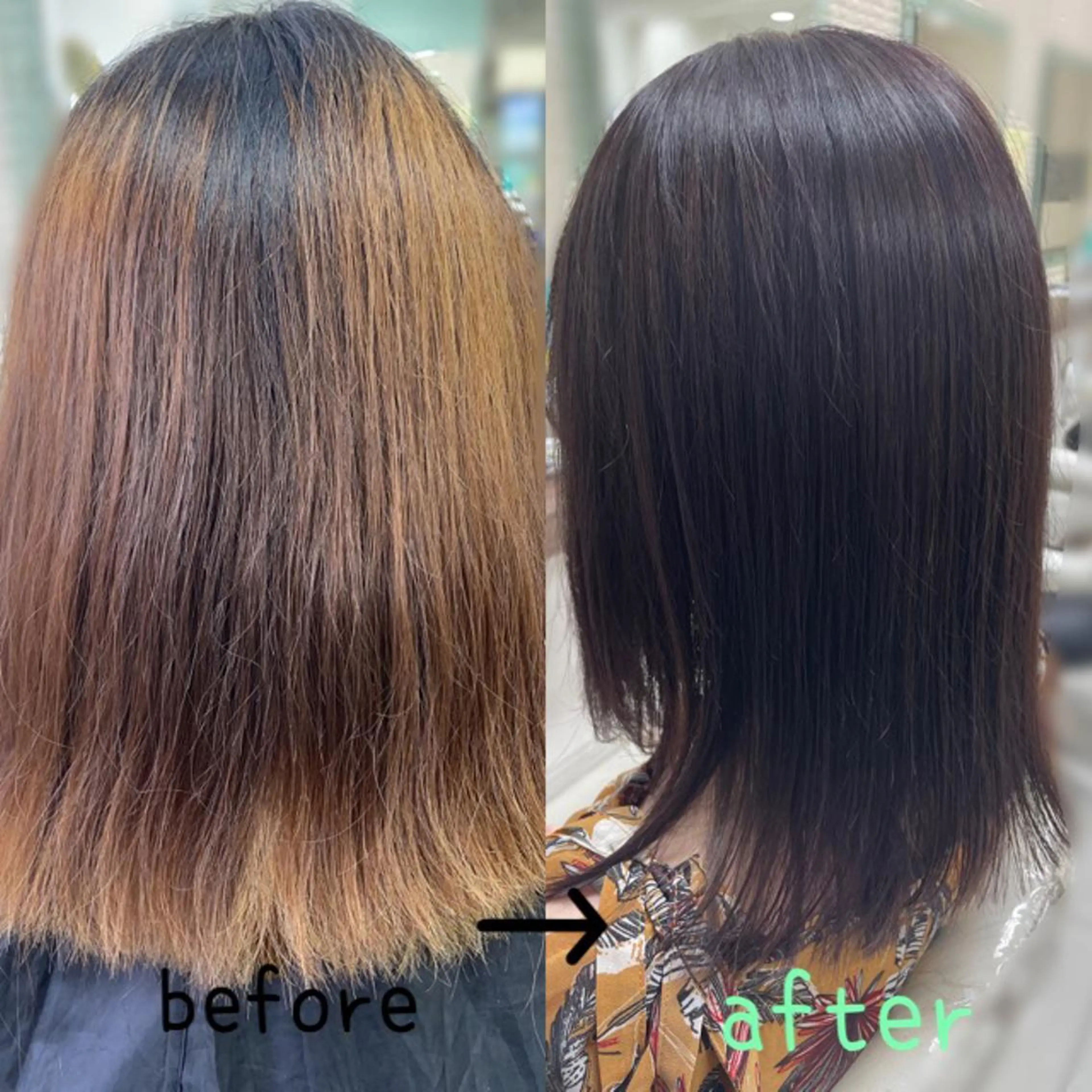 セミロング カラー 艶髪酸性縮毛🥇 ディレクター土手内徹のヘアスタイル