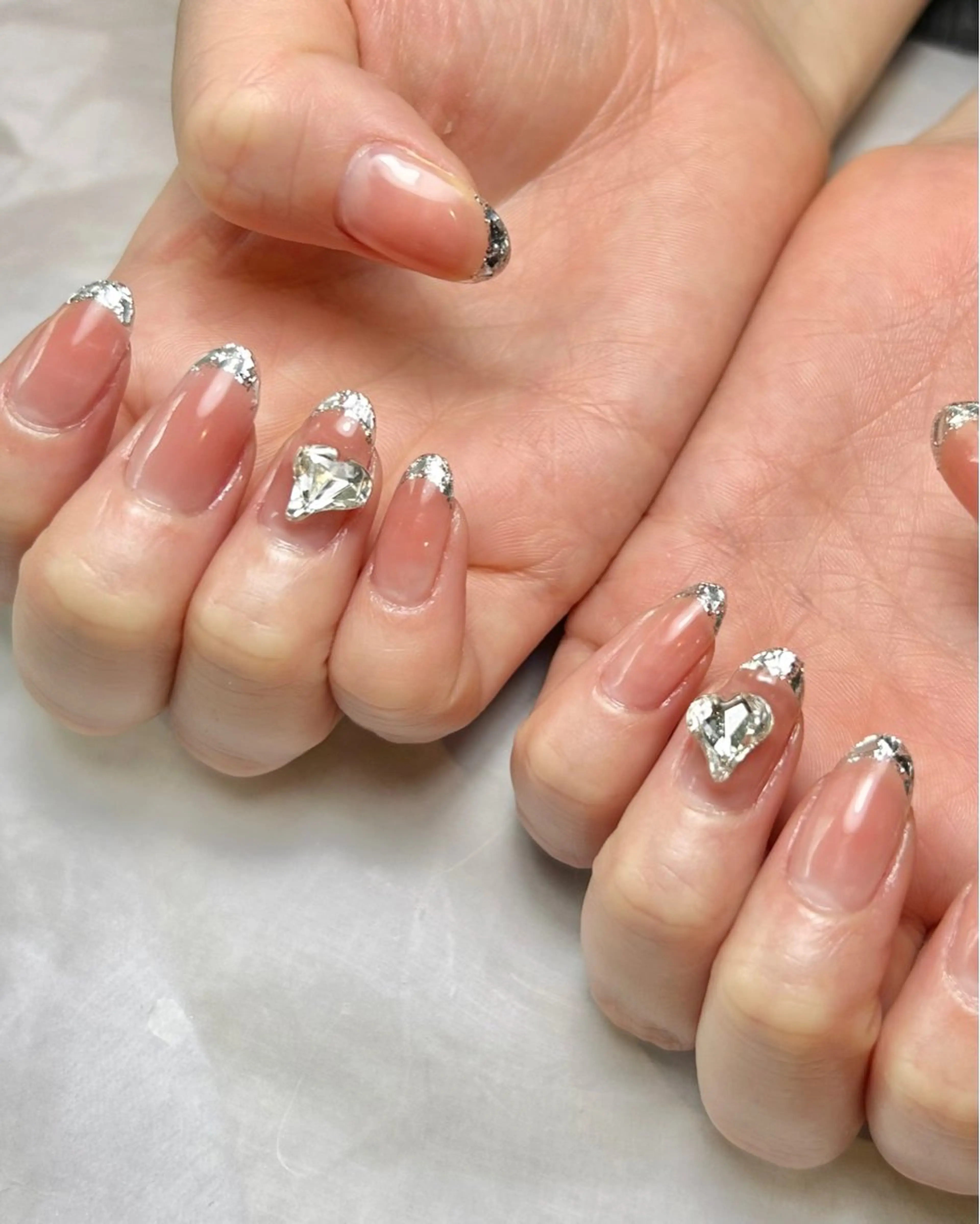 ネイル チークネイル フレンチネイル ガラスフレンチ 持ち込み ハンドネイル Reflection marikoのネイルデザイン