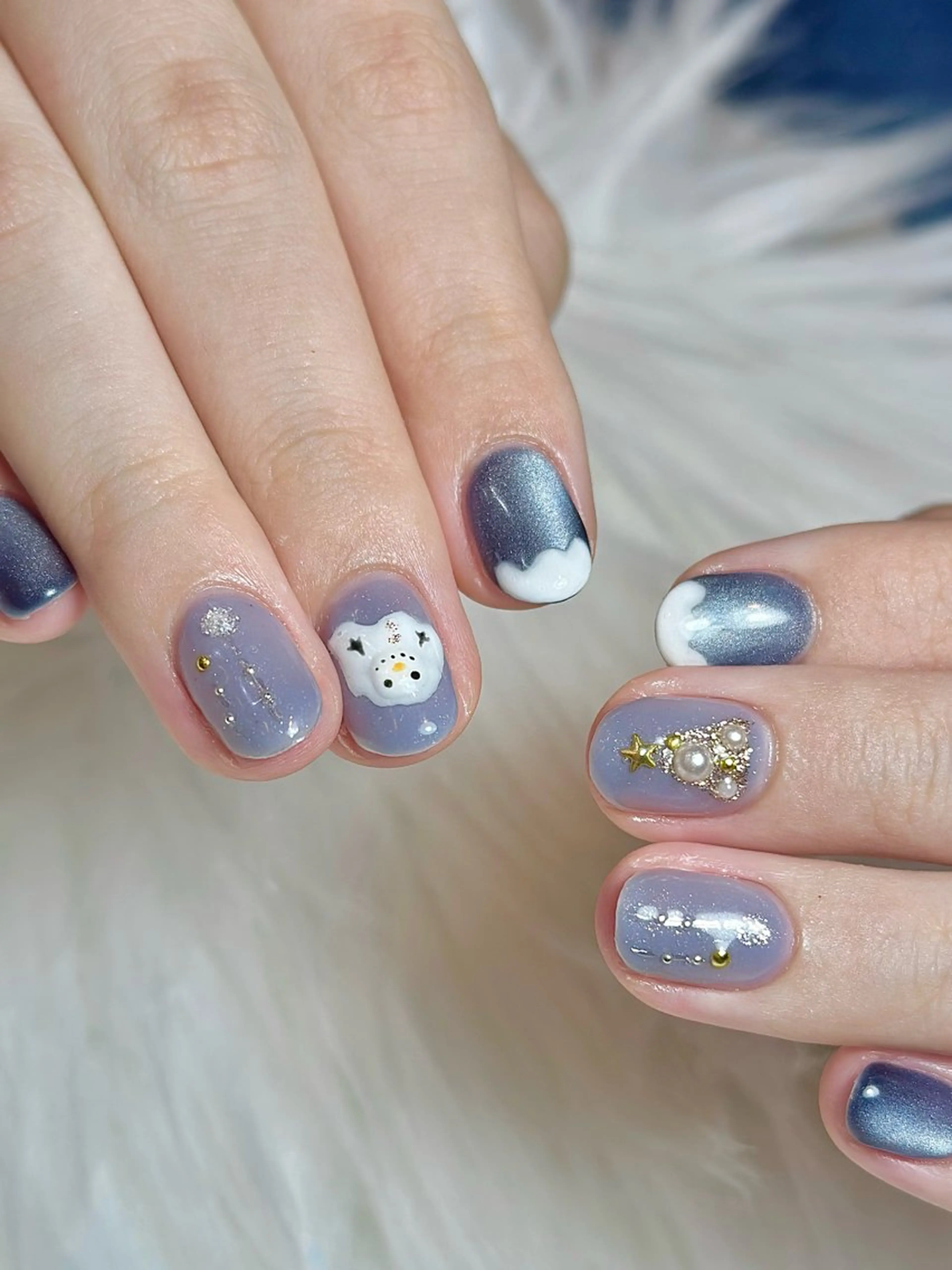 ネイル アートネイル 持ち込み 冬ネイル クリスマス ハンドネイル m_nail所属・O Mayaのネイルデザイン