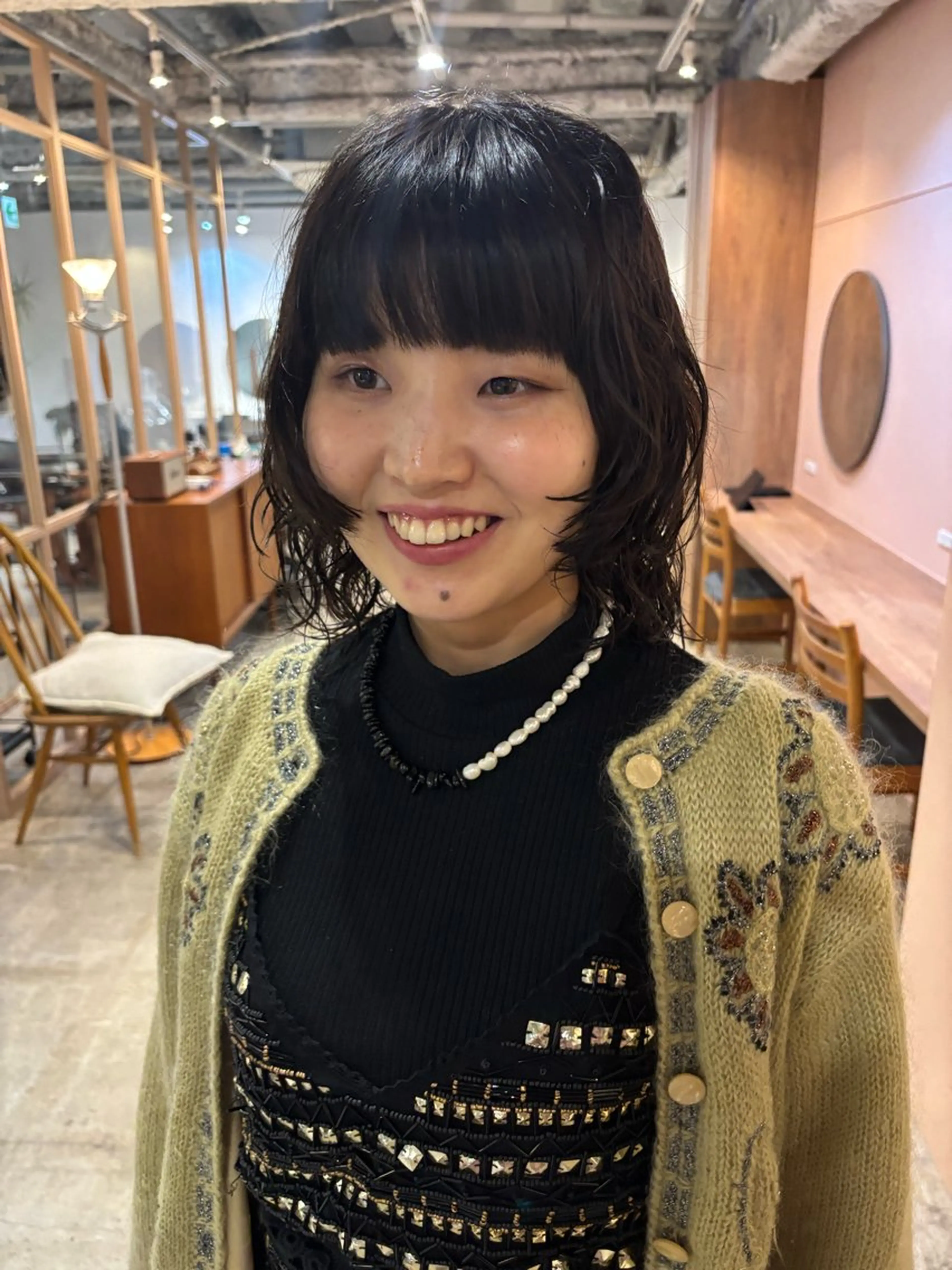 ミディアム カラー パーマ カット ヘアカラー パーマ Hayashi Shioriのヘアスタイル