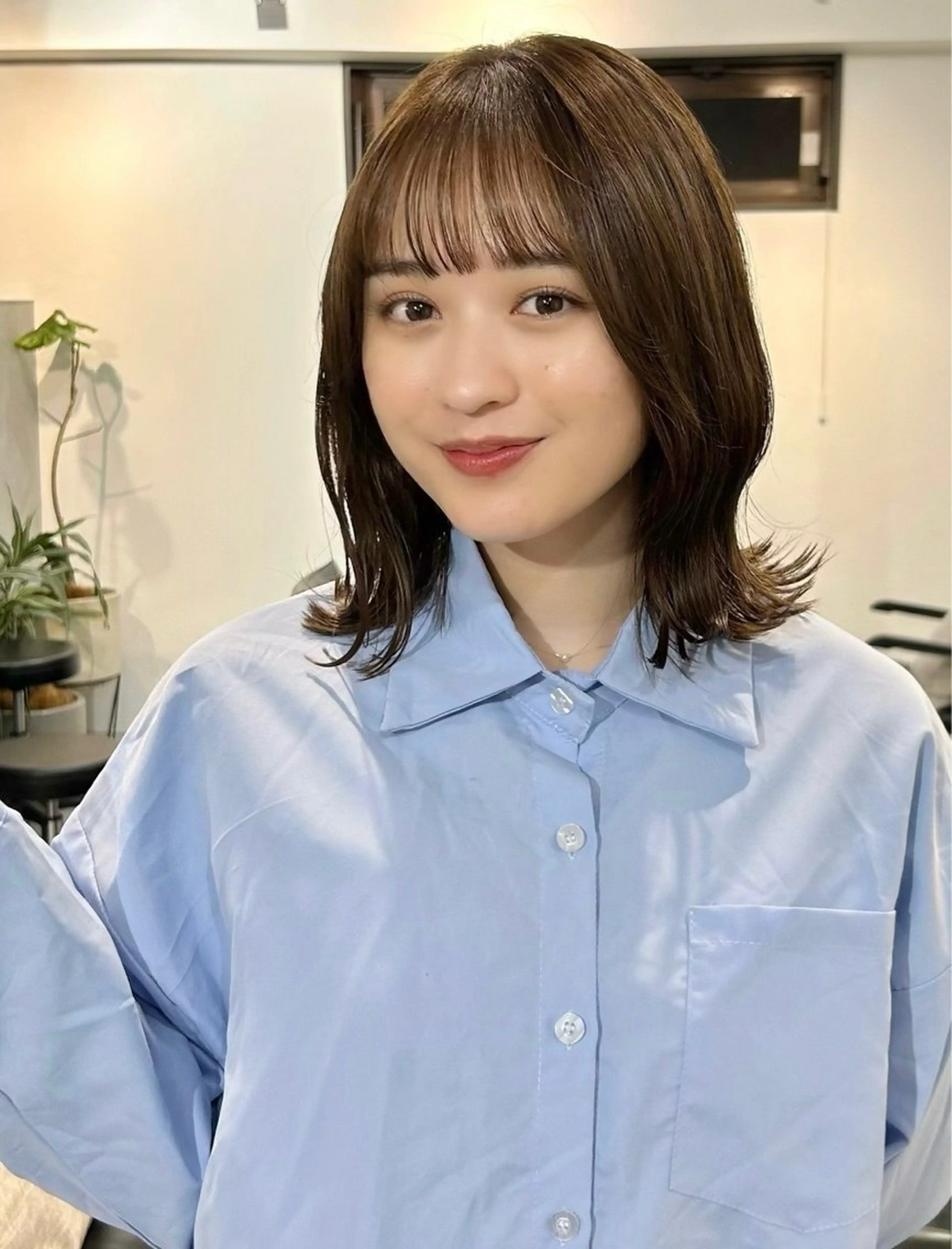 ミディアム カラー ボブ くびれヘア 髪質改善 縮毛矯正 カット 縮毛矯正 池袋/レイヤー/ 顔まわり/taigaのヘアスタイル