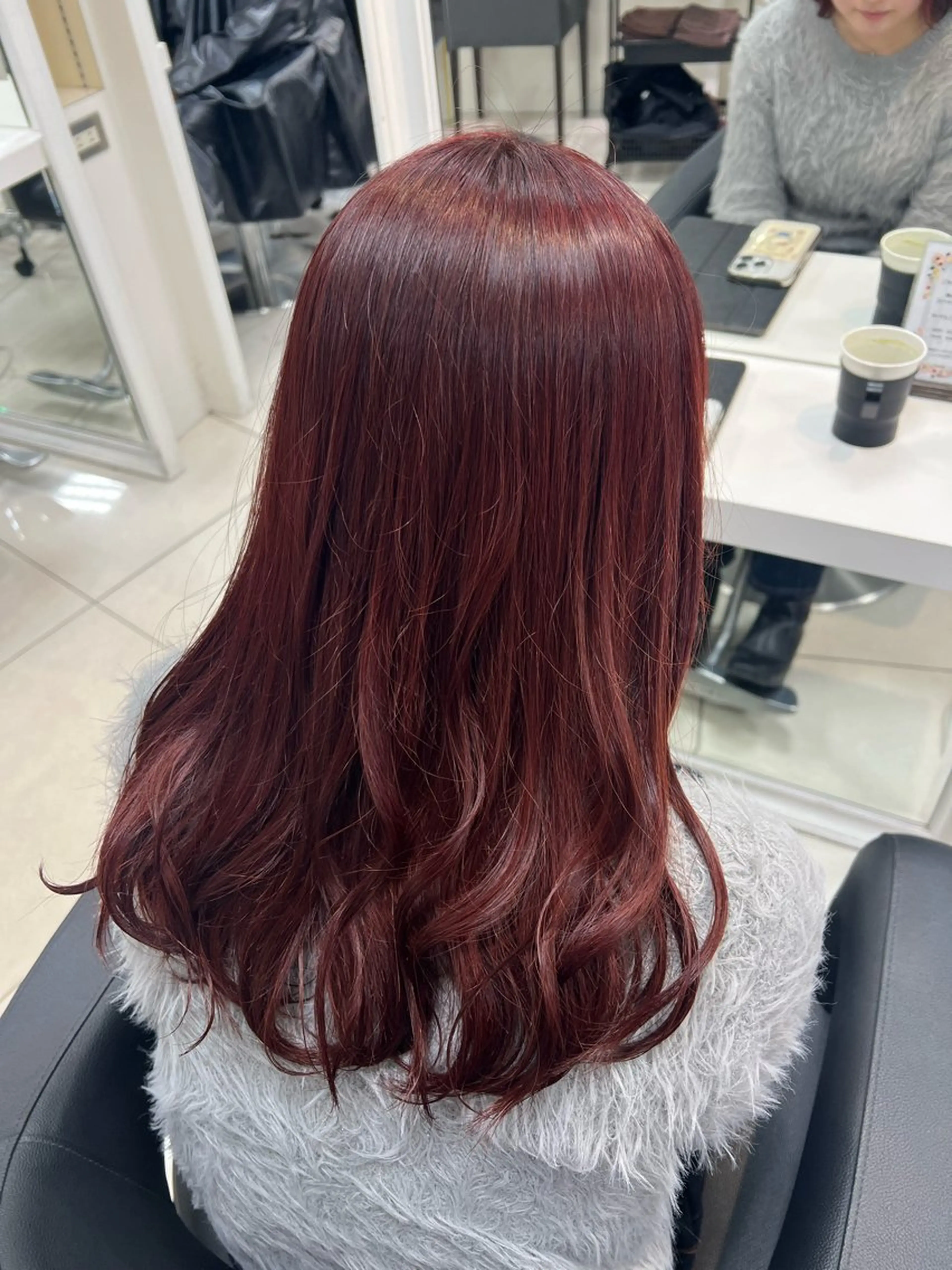 セミロング カラー レッドカラー ヘアカラー トリートメント 【暖色カラー特化】 中山由梨のヘアスタイル