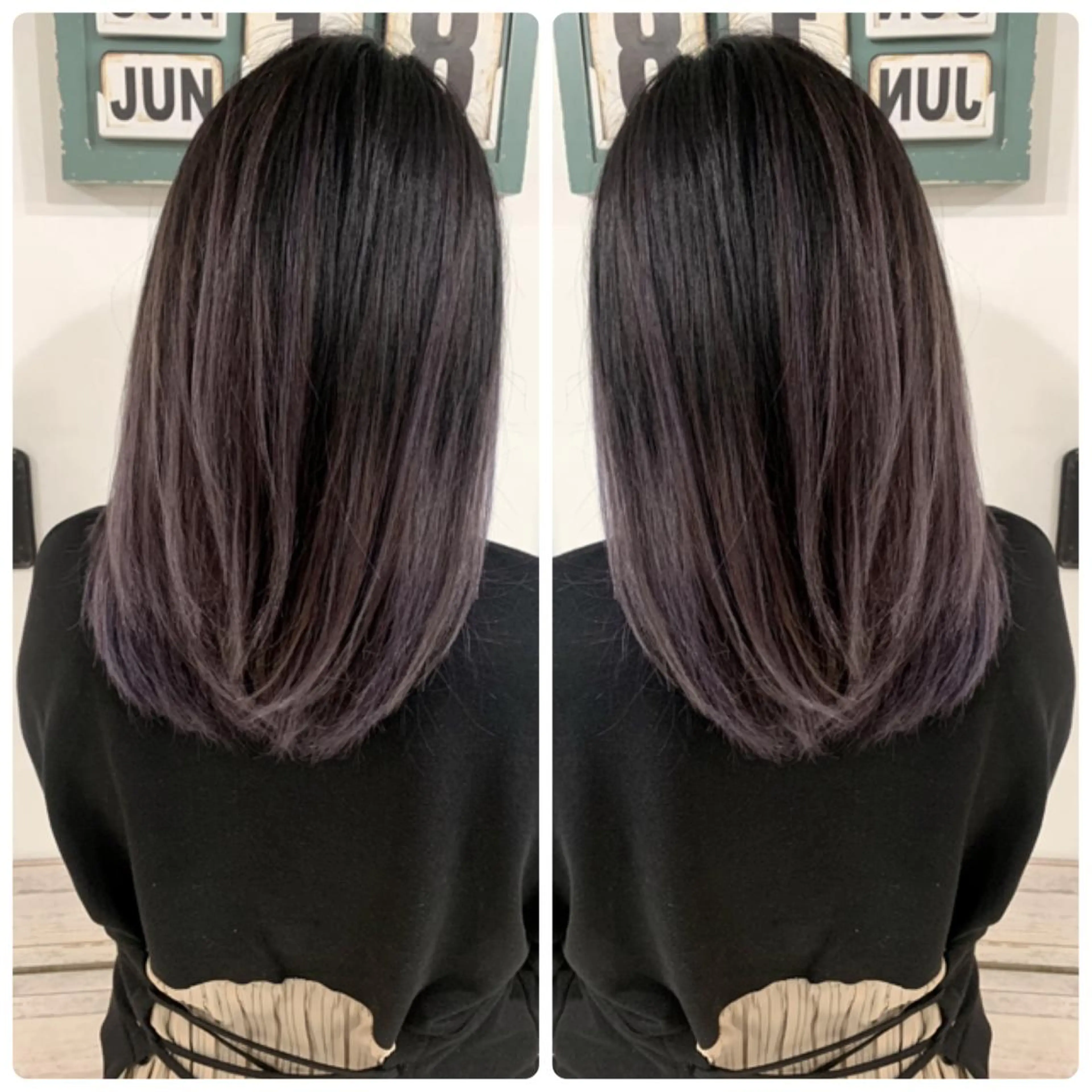 セミロング カラー アッシュ バレイヤージュ ブリーチ デザインカラー グレージュ カット ヘアカラー トリートメント 京都大人女性ショート 徒歩1分/秋山のヘアスタイル