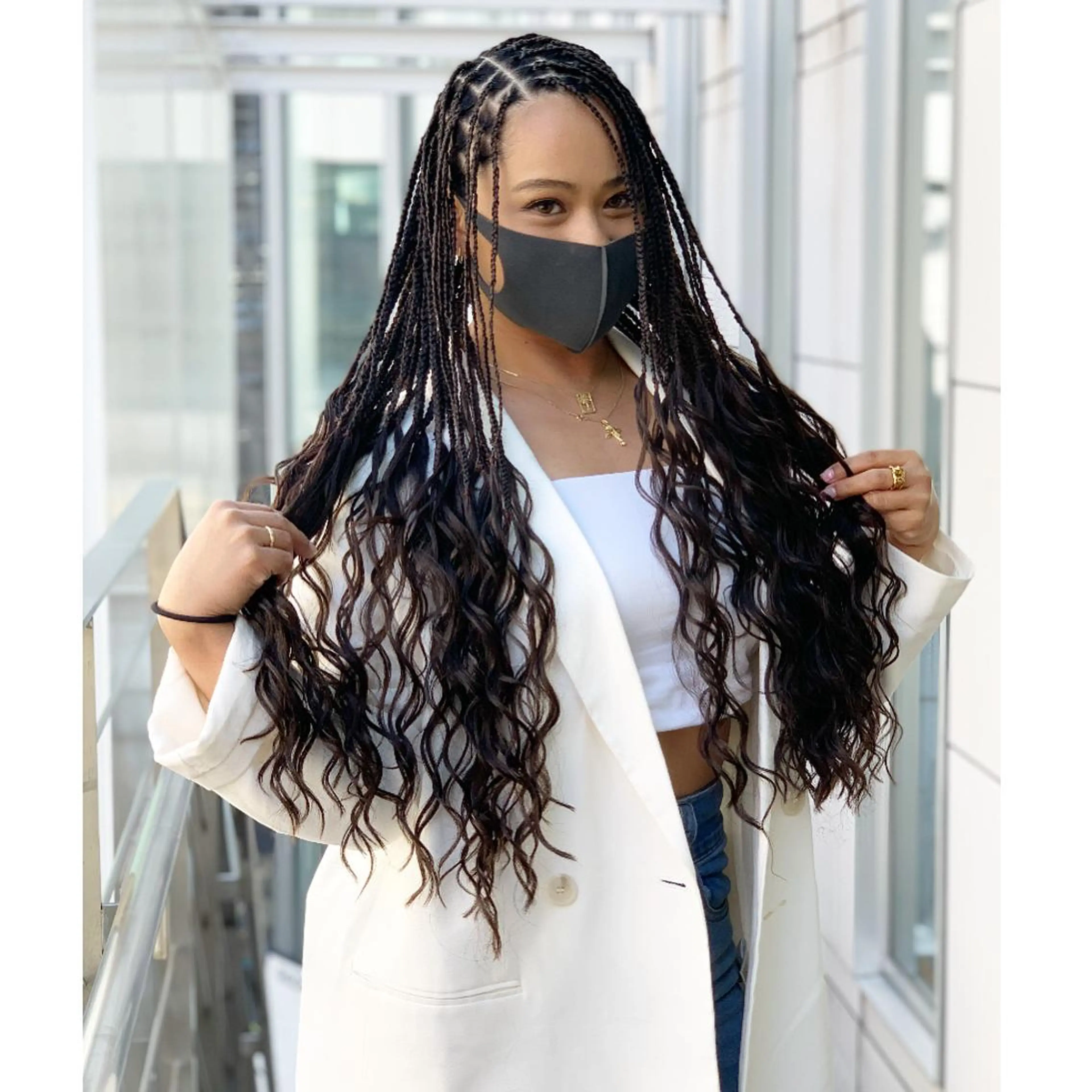 セミロング カラー パーマ ヘアアレンジ メンズ キッズ エクステ エクステ ヘアセット BRAIDS💎愛子 大人ハイライト💎のヘアスタイル