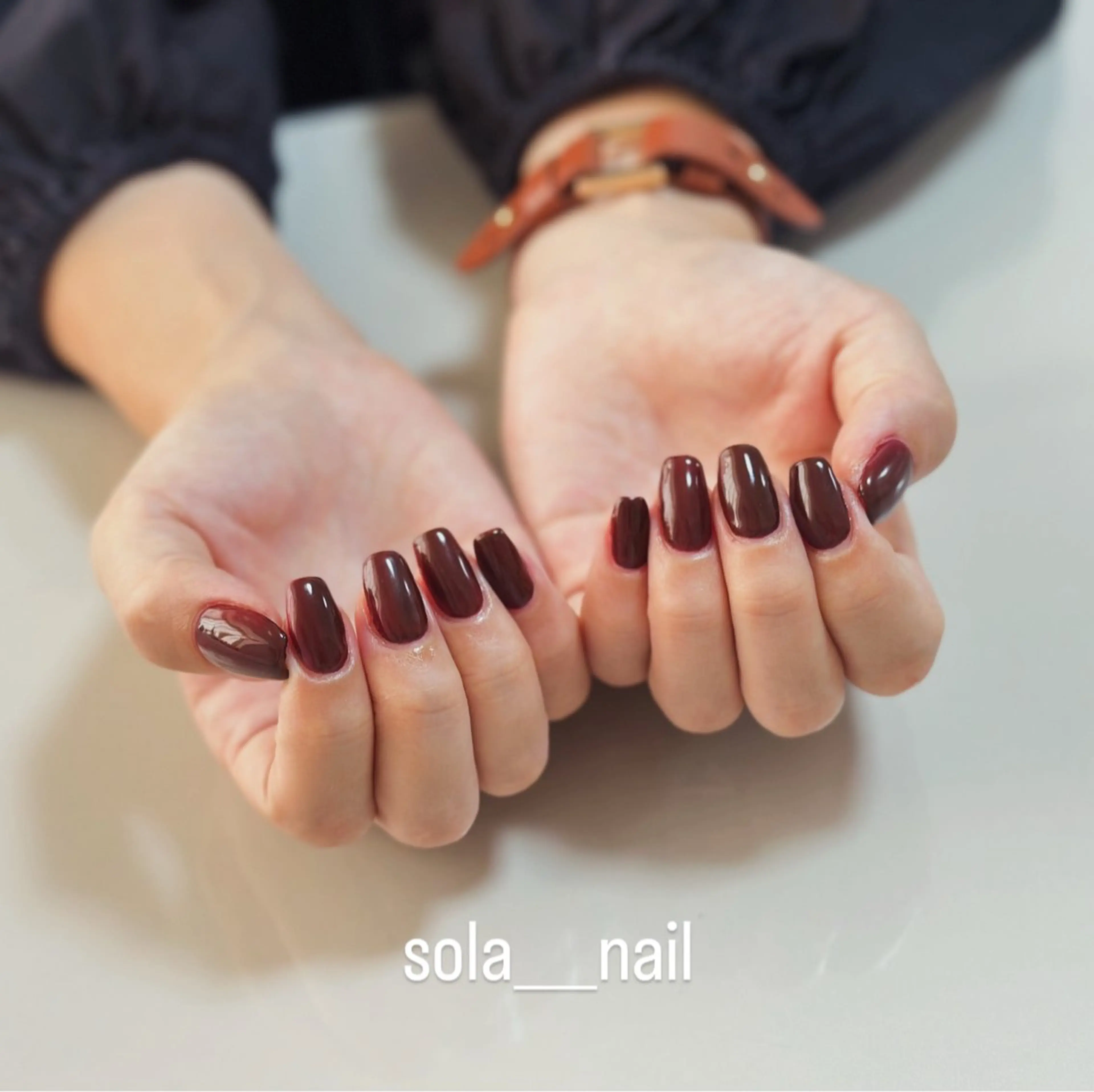 ネイル ボルドー ブラウン ラメ(グリッター) sola nailのネイルデザイン