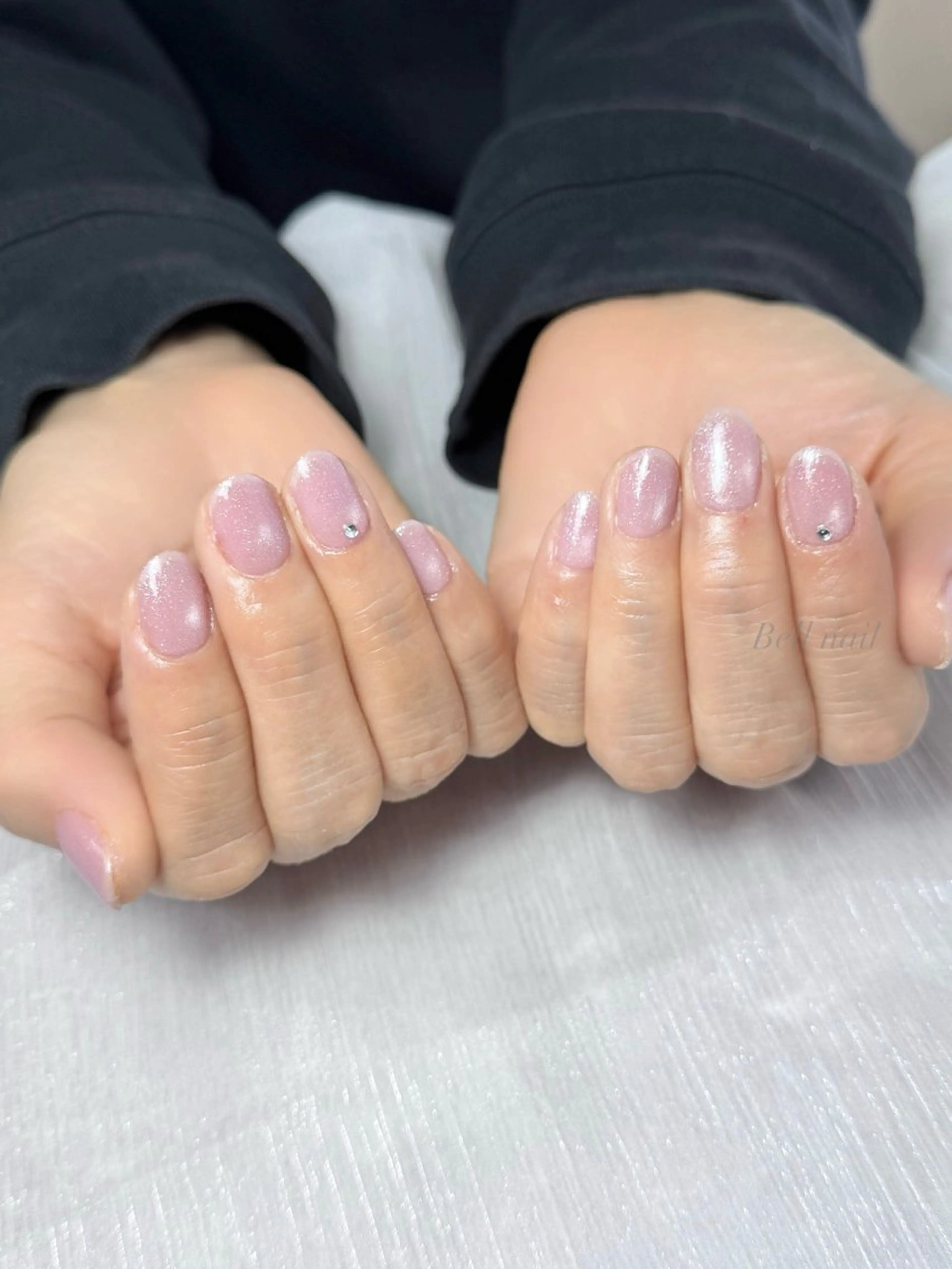 ネイル マグネットネイル ピンク ショートネイル 春ネイル ハンドネイル K suzuのネイルデザイン