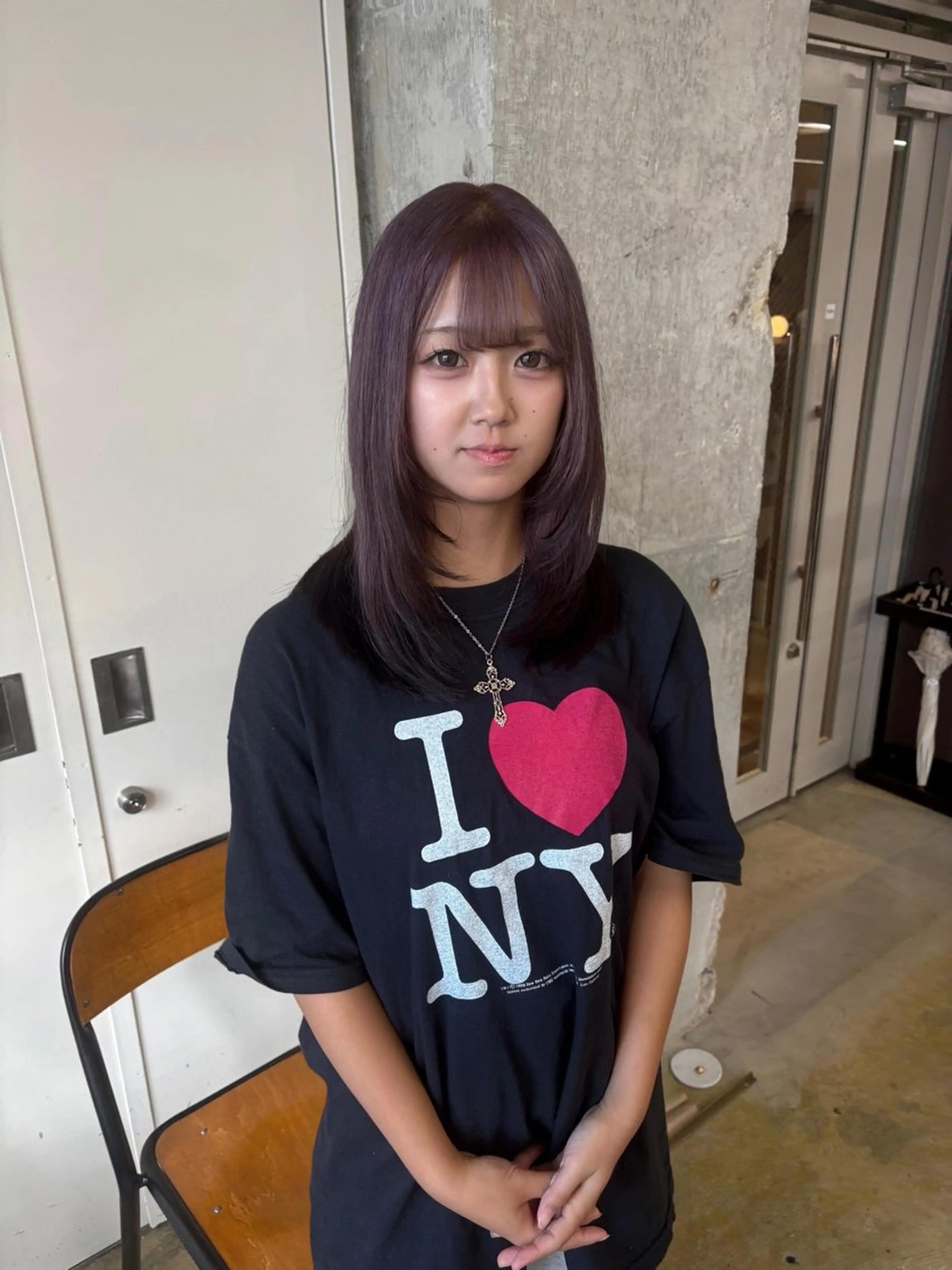 セミロング カット ヘアカラー 鈴木瑛里／ブロンド ベージュ／男女のヘアスタイル