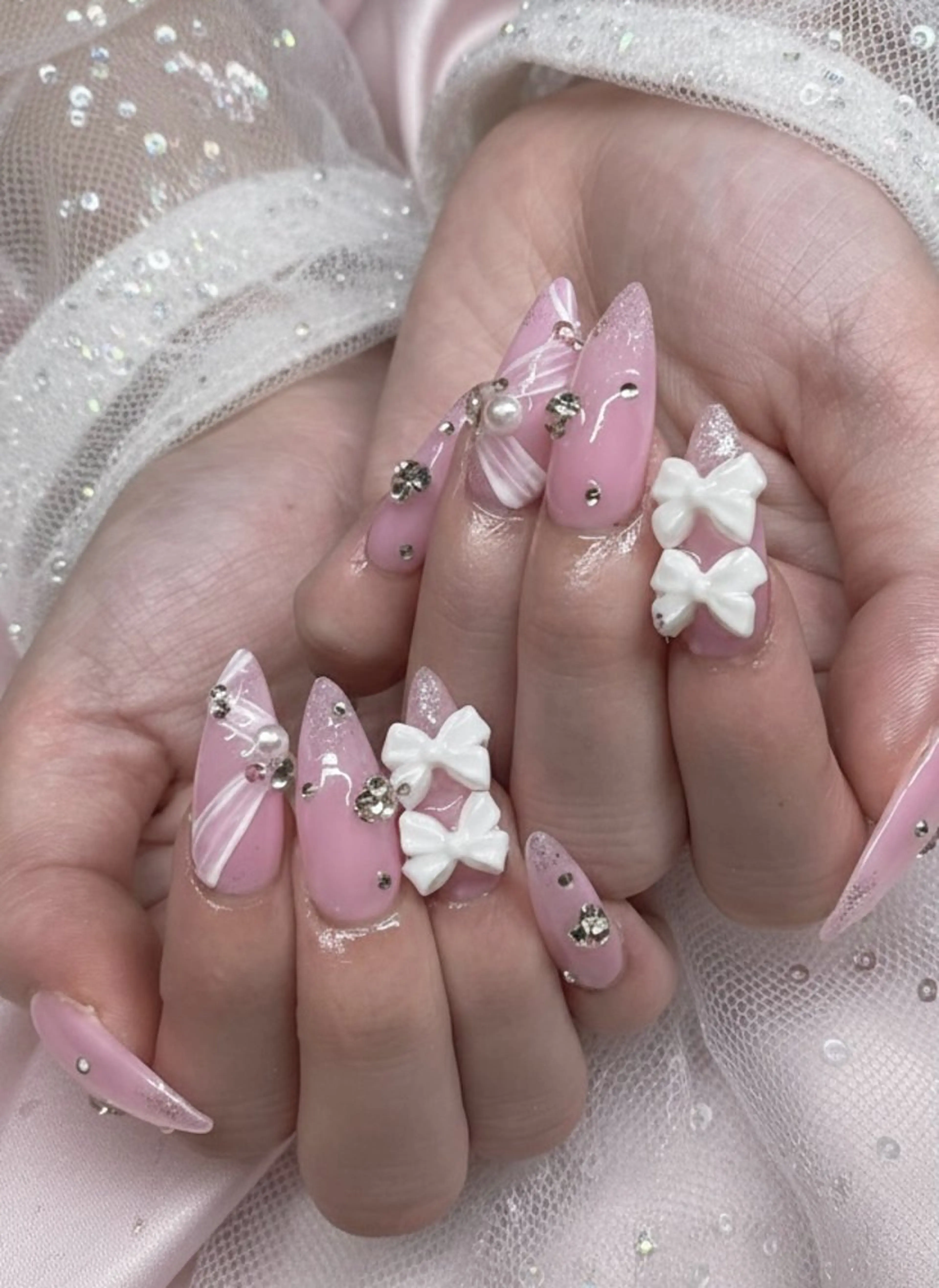 ネイル リボン ハンドネイル TUNEHA堂 (栄矢場町徒歩6分)のネイルデザイン