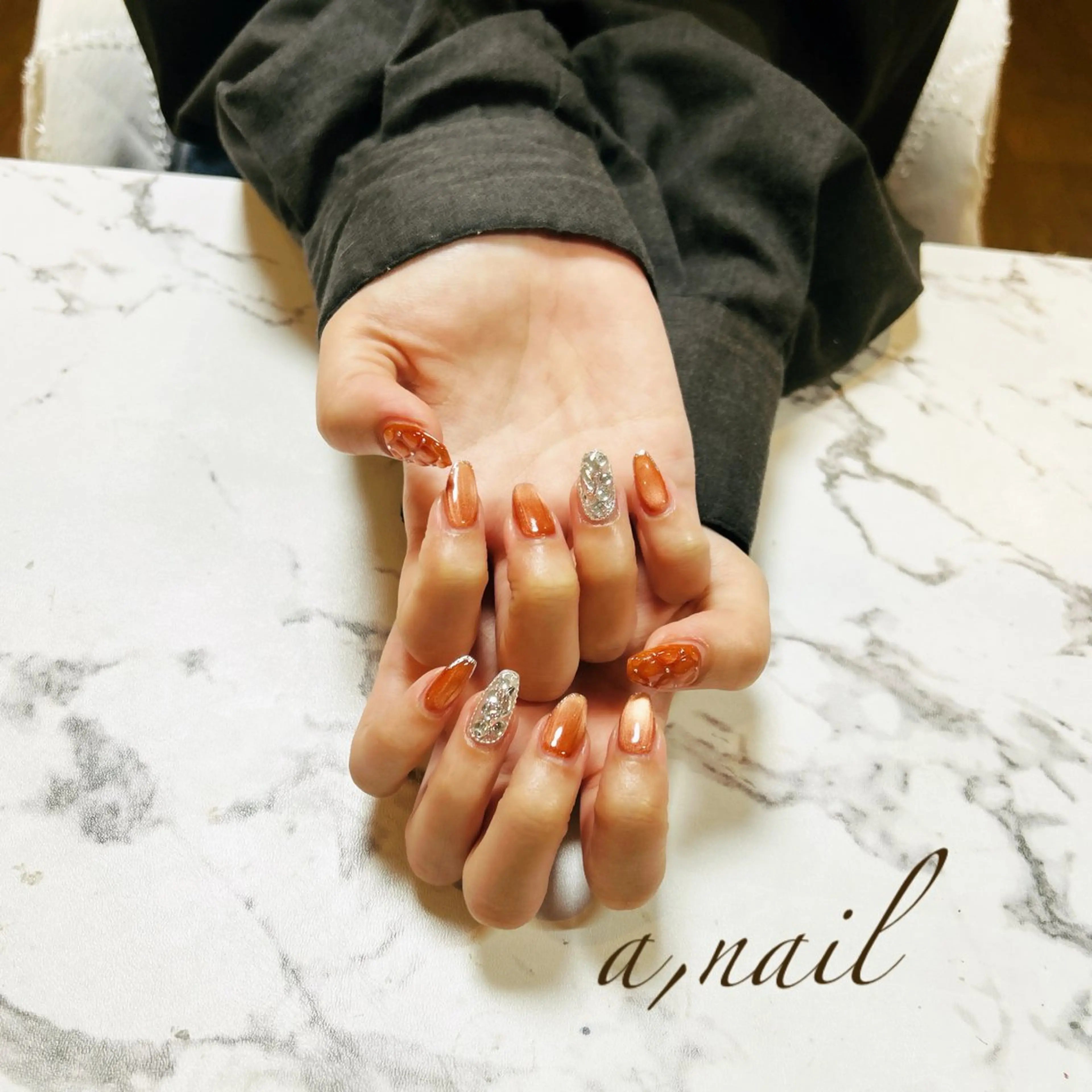 ネイル フレンチネイル ラメ(グリッター) マグネットネイル ストーンネイル ハンドネイル ネイルサロン エーネイルのネイルデザイン