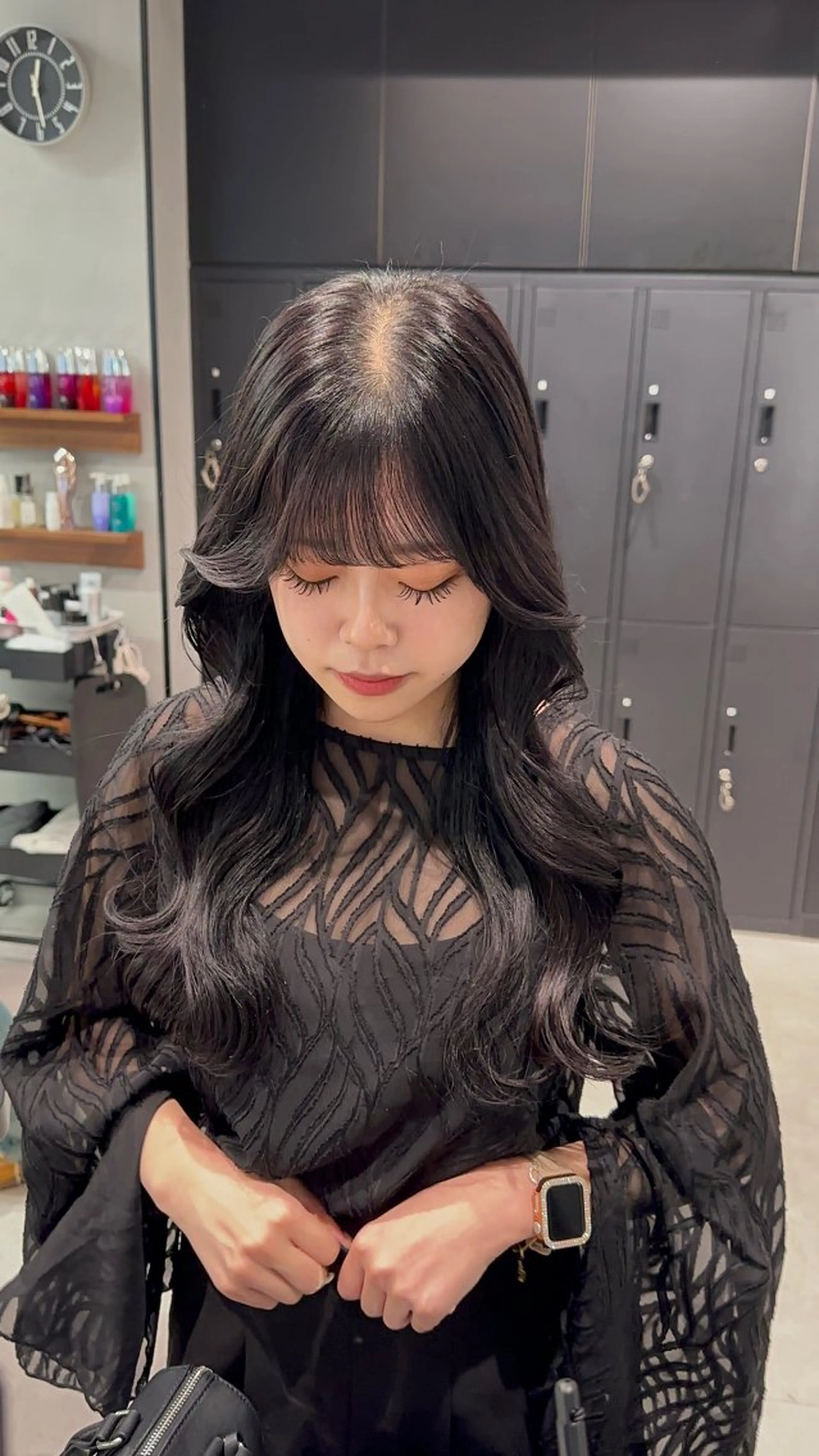 ロング カラー 銀座レイヤーカット ×シースルー前髪のヘアスタイル