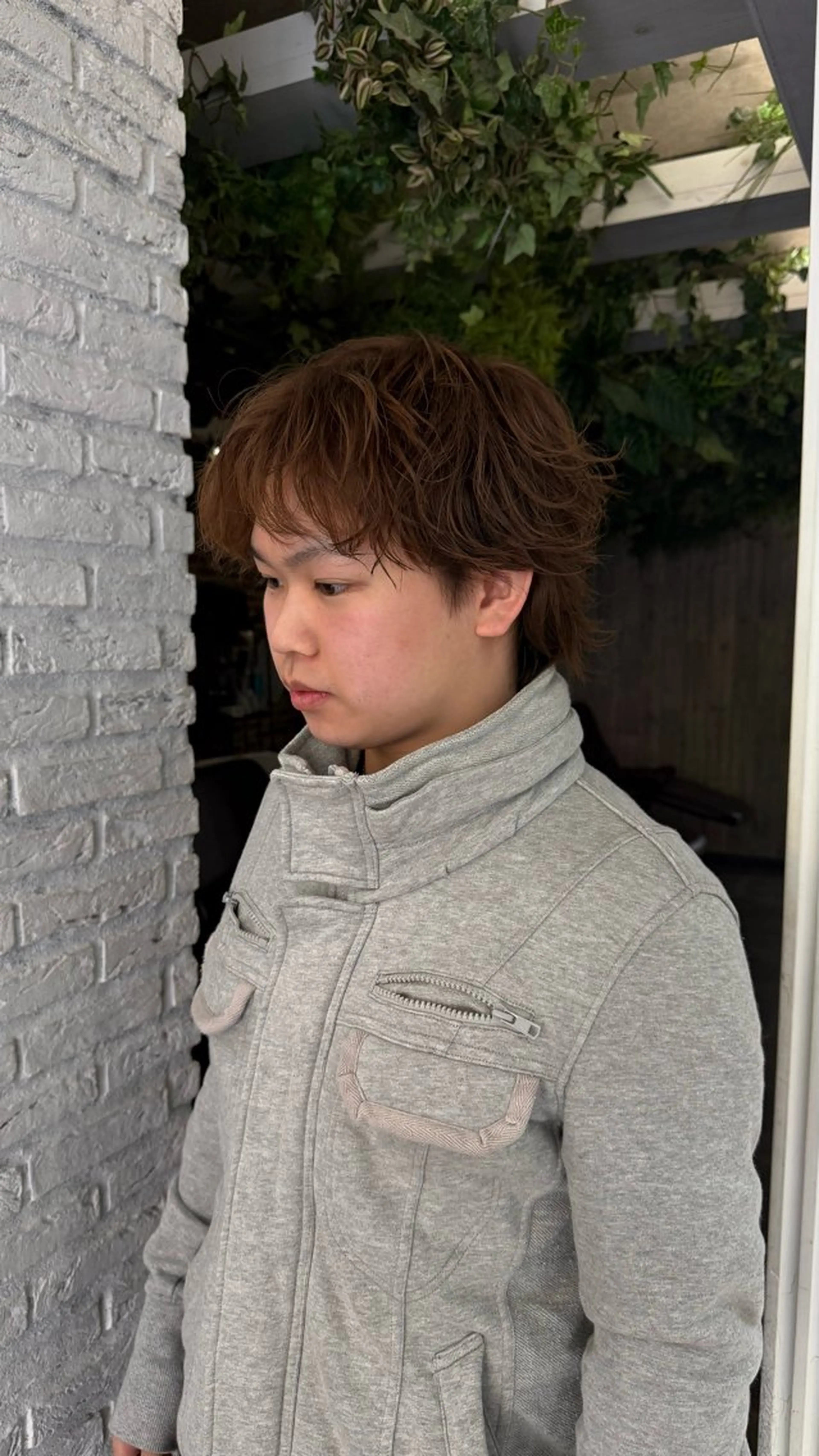 ショート カラー メンズ メンズパーマ ベージュカラー ブラウンカラー ブラウンベージュ 透明感カラー ヘアカラー 藤原暖 ／カラーモデル募集のヘアスタイル