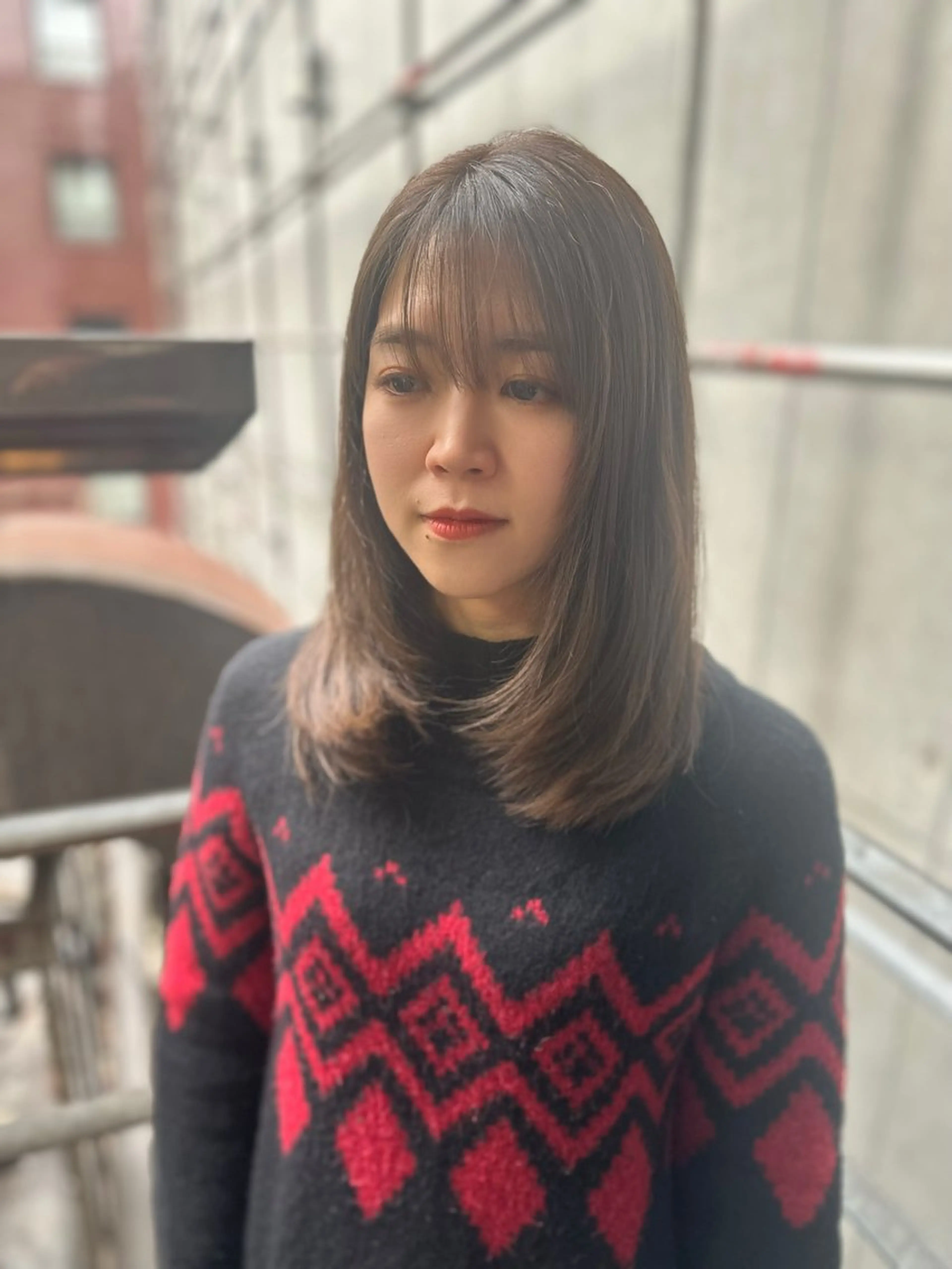 セミロング カラー パーマ ヘアアレンジ レイヤーカット カット ヘアカラー トリートメント 髪質改善/韓国風 レイヤー/田村祐樹のヘアスタイル