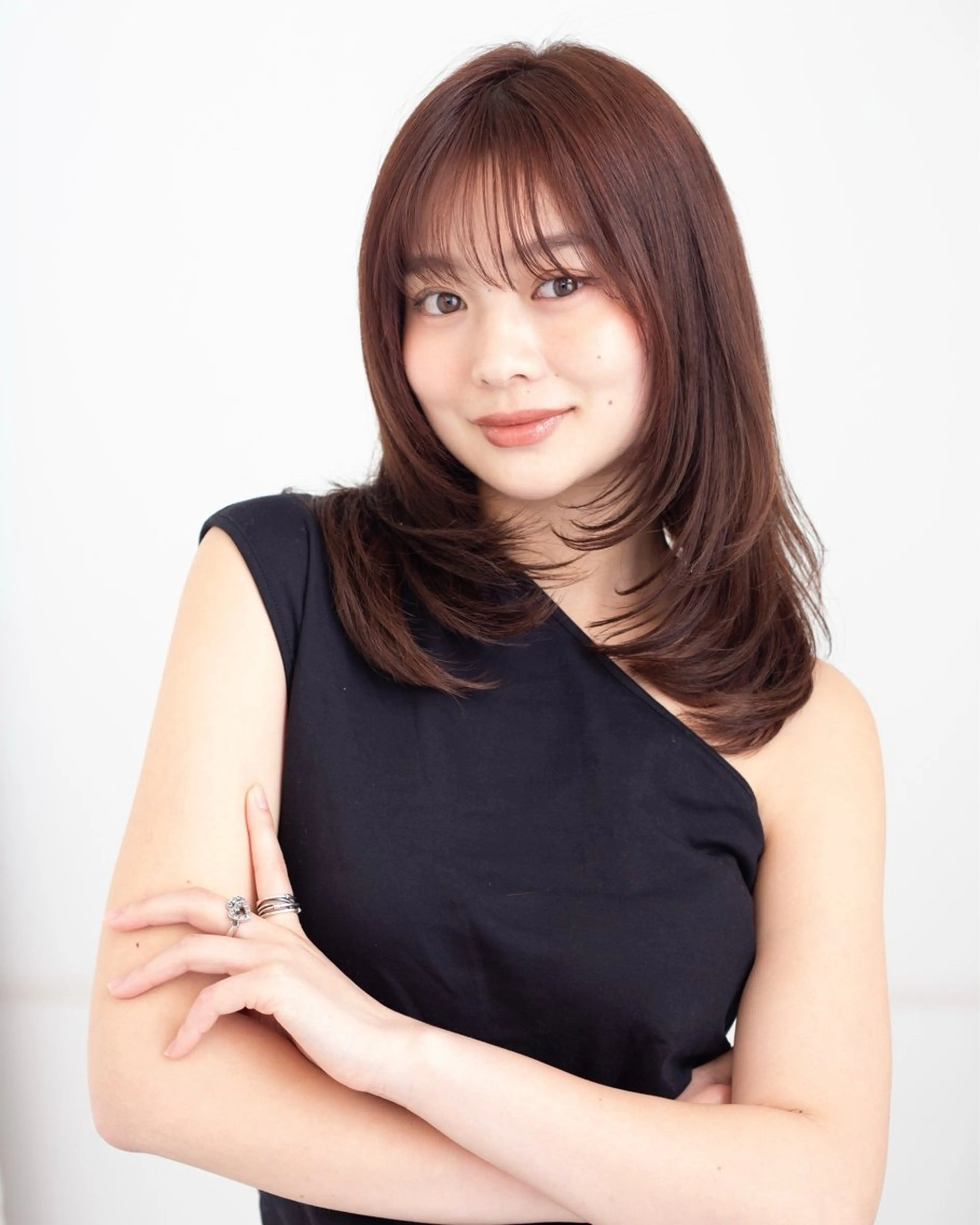 セミロング カラー デート レイヤーカット 小顔カット レイヤー×透明感 ヘアセット/ミサトのヘアスタイル