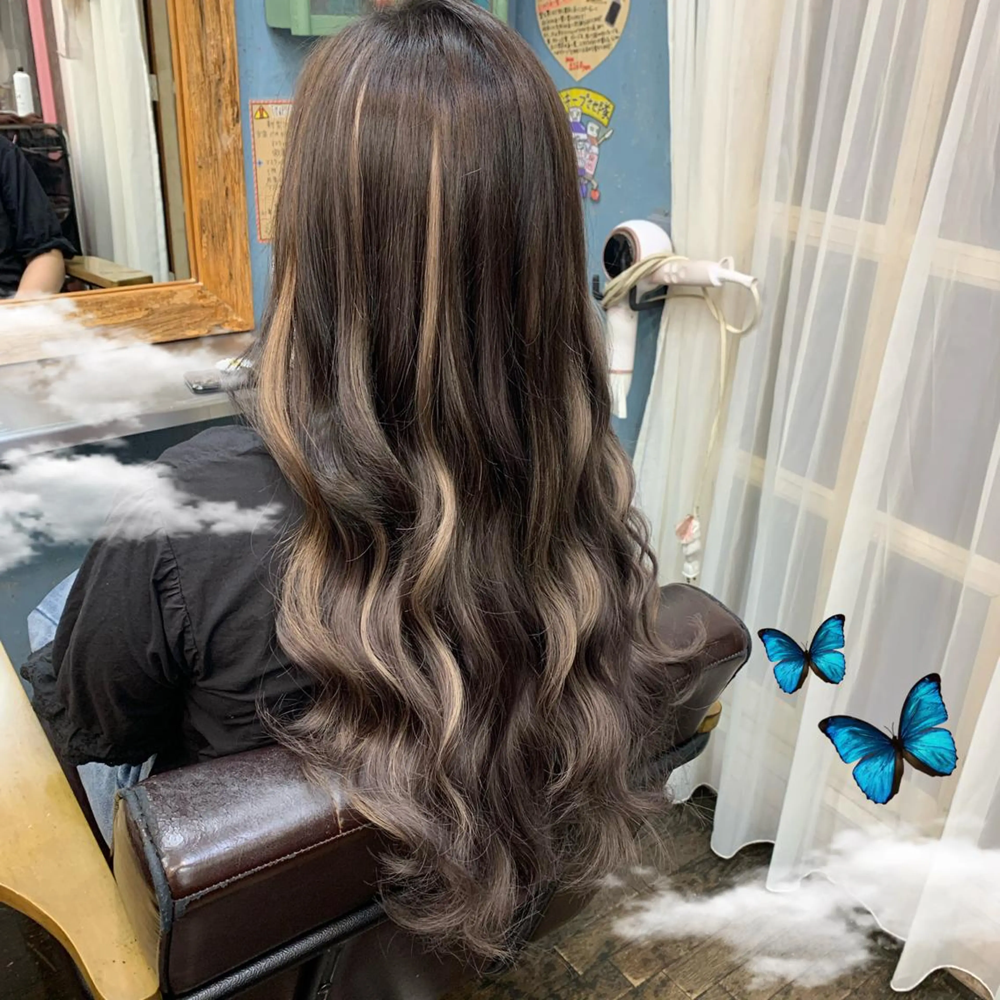 ロング シールエクステ エクステ ❤️‍🔥シールエク ＋カラー京❤️‍🔥のヘアスタイル