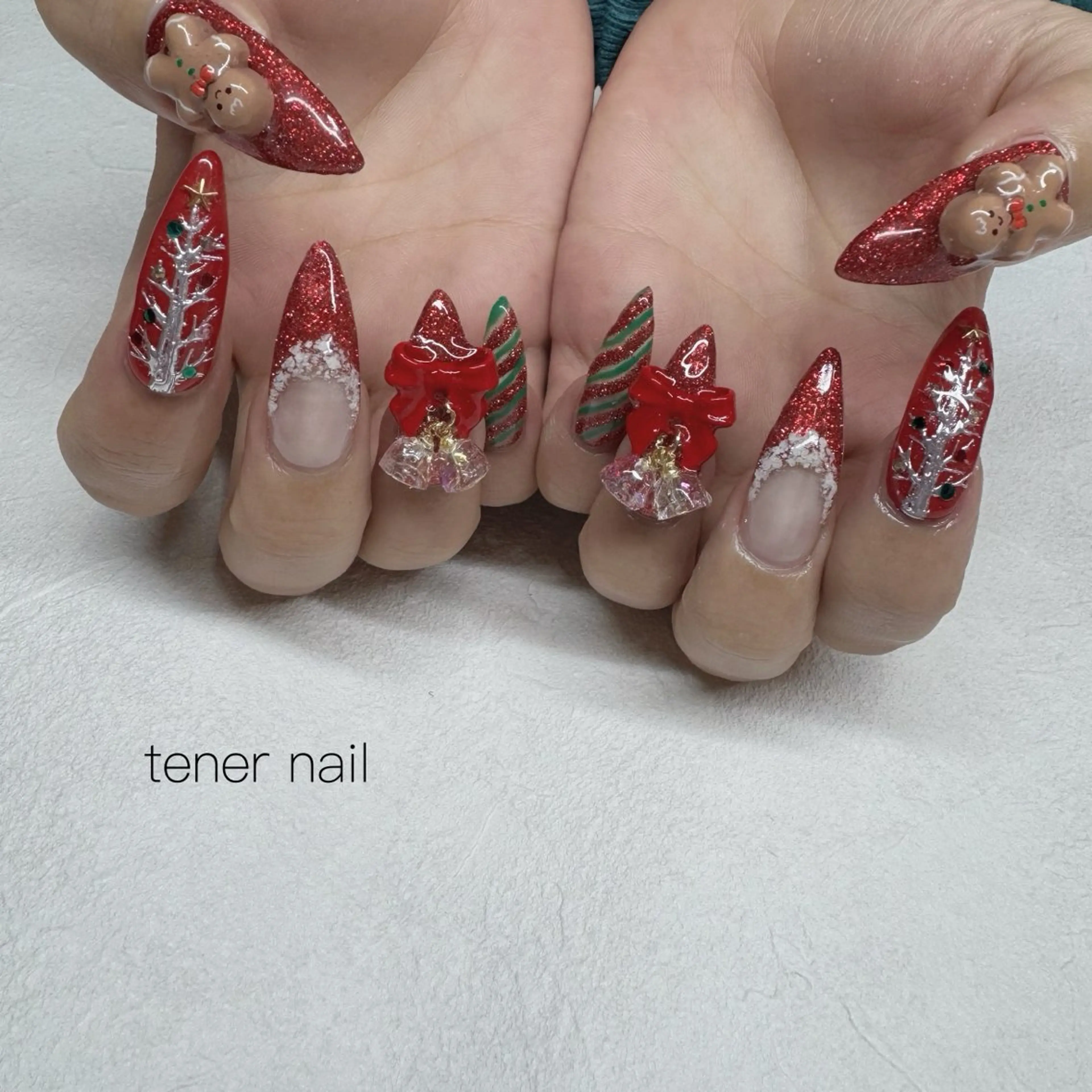 ネイル 持ち込み 冬ネイル クリスマス ハンドネイル テネルネイル tener nailのネイルデザイン