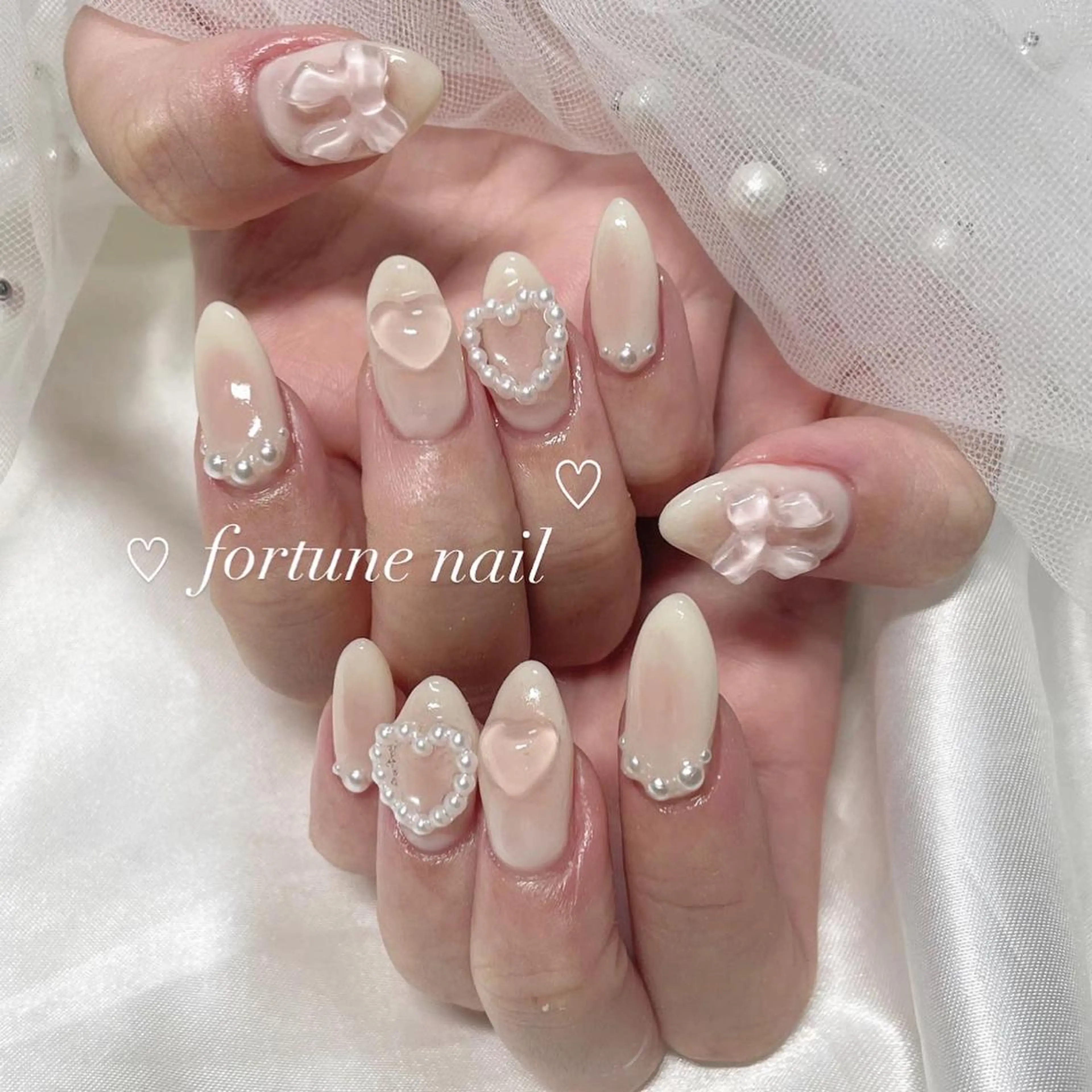 ネイル チークネイル ガーリー ハート 韓国ネイル 持ち込み ハンドネイル ☆saori ☆のネイルデザイン