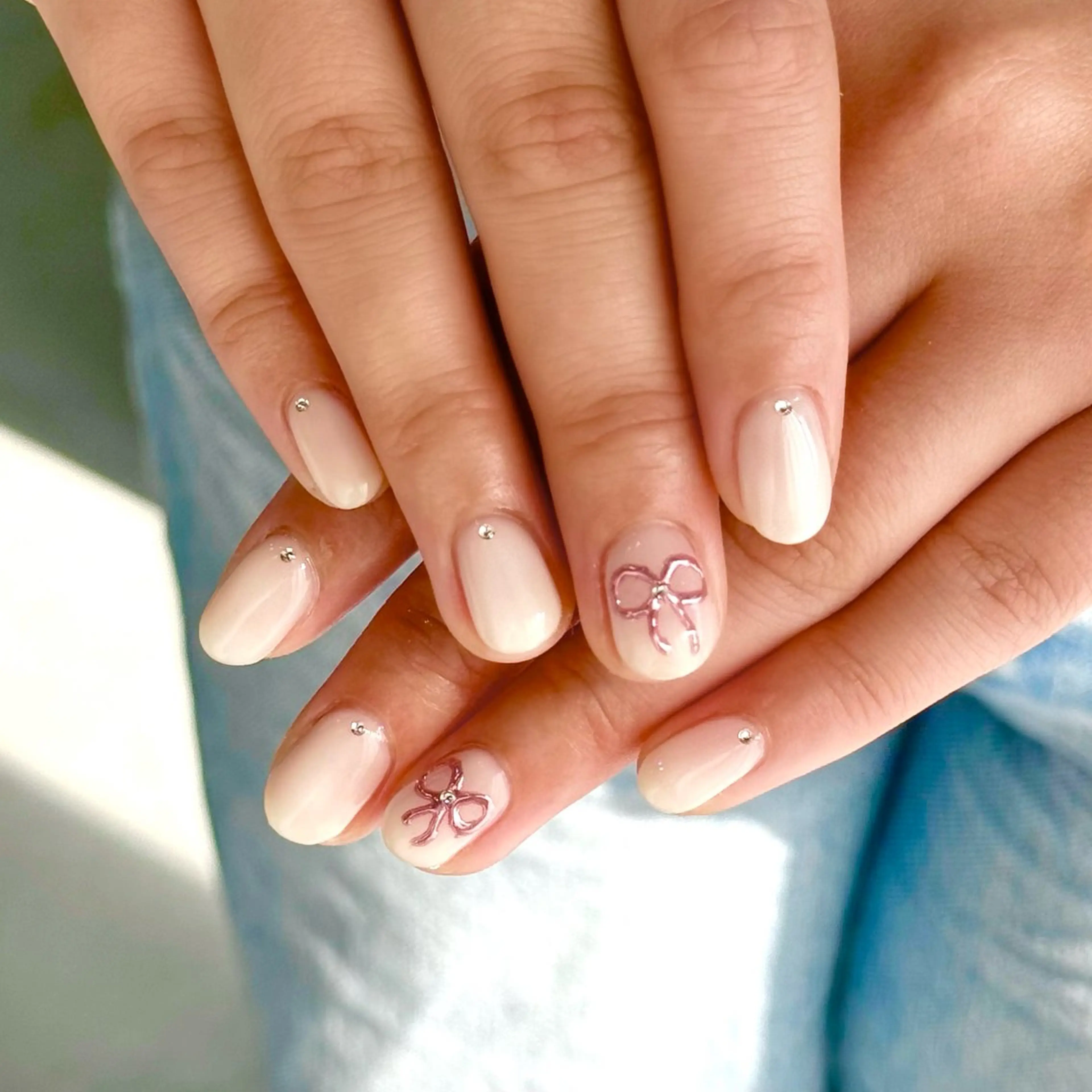 ネイル ピンク リボン ハンドネイル HARUKA ネイリスト福岡/薬院のネイルデザイン