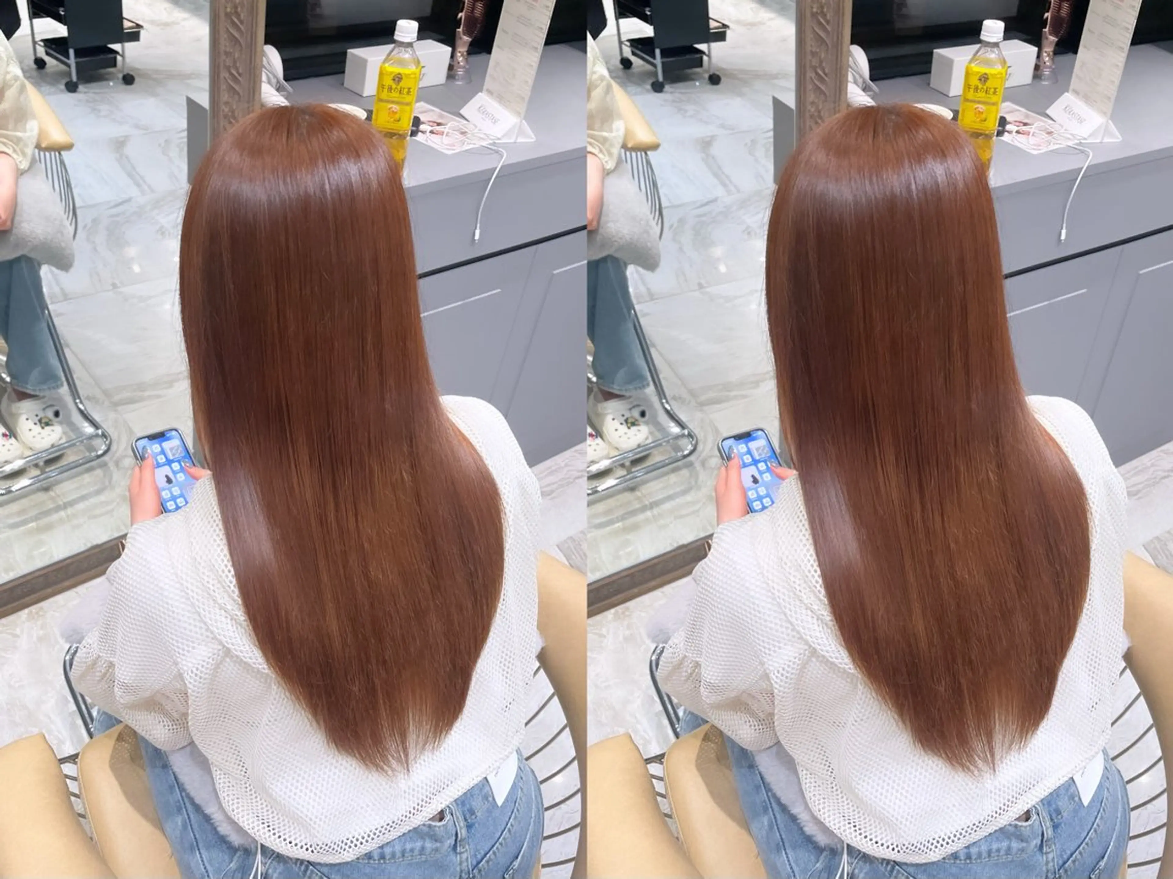 カラー ゆらんちょ/ブリーチ 無w/縮毛矯正/暖色のヘアスタイル