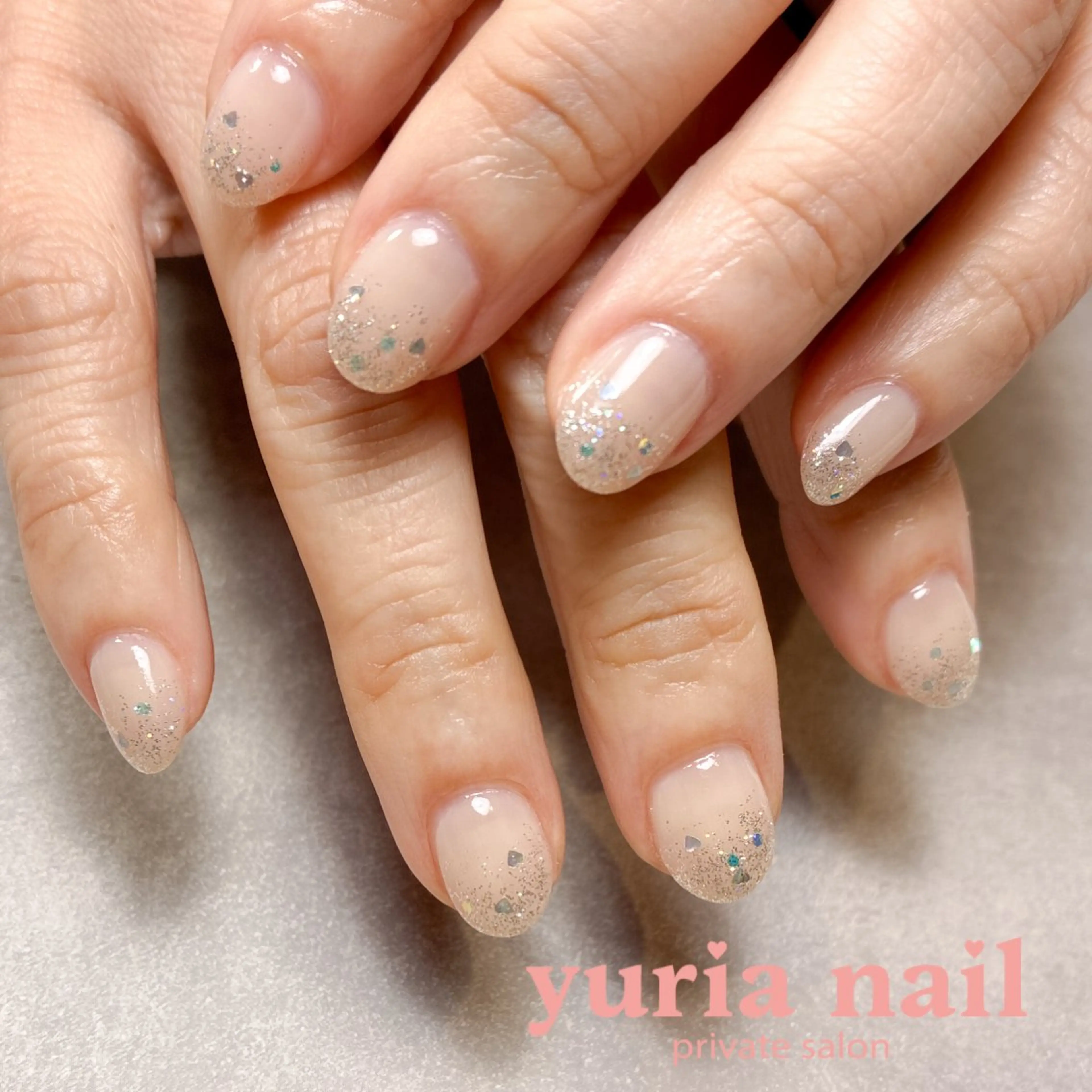 ネイル アートネイル ジェルネイル ハート ラメ(グリッター) ハンドネイル 小林 ゆりあのネイルデザイン