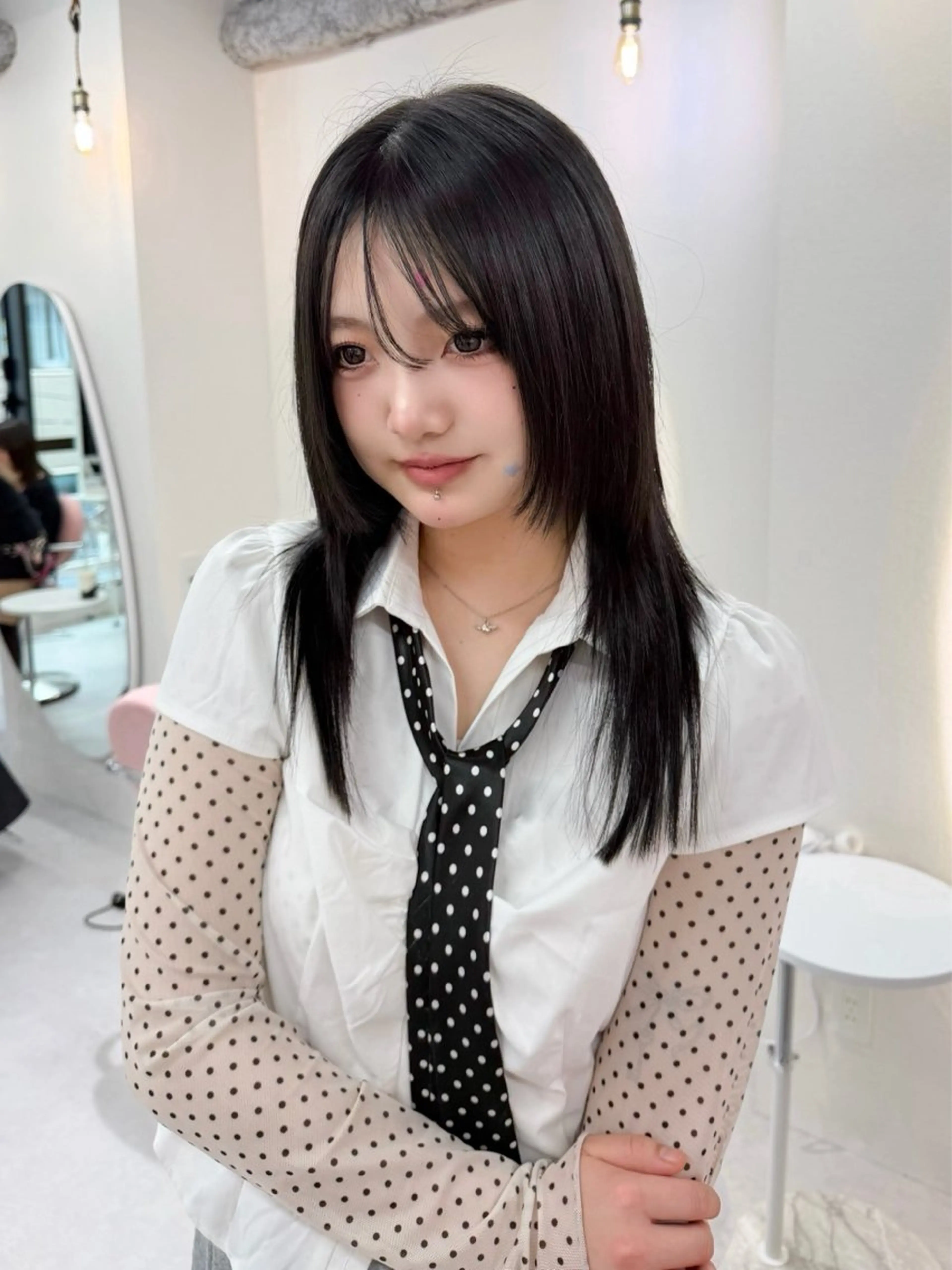 セミロング カラー ヘアアレンジ 縮毛矯正🤍 盛れるボブ/ひかりのヘアスタイル