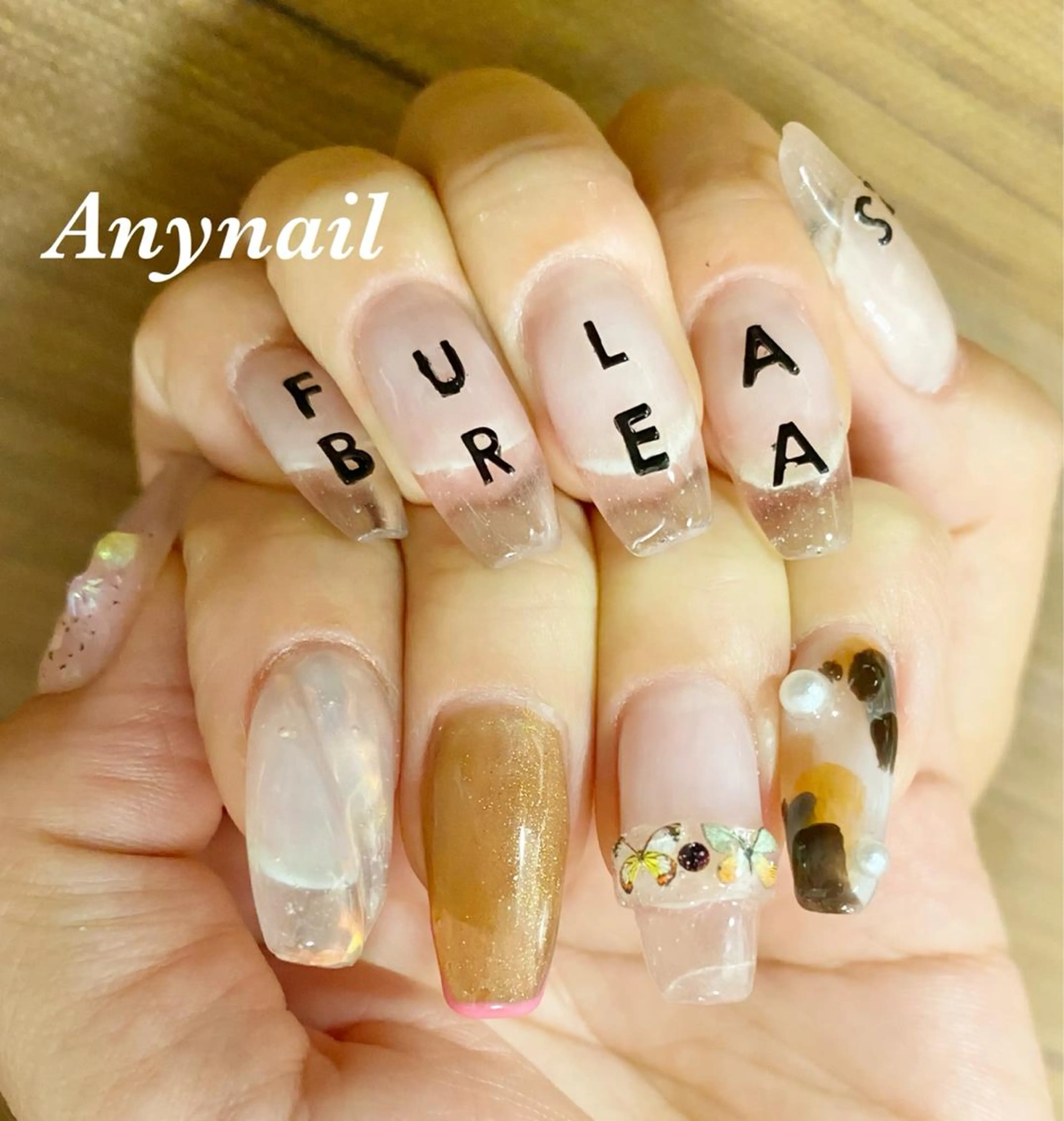 ネイル べっ甲ネイル ブルー クリアネイル マグネットネイル スカルプネイル ハンドネイル 岩澤 恵子のネイルデザイン