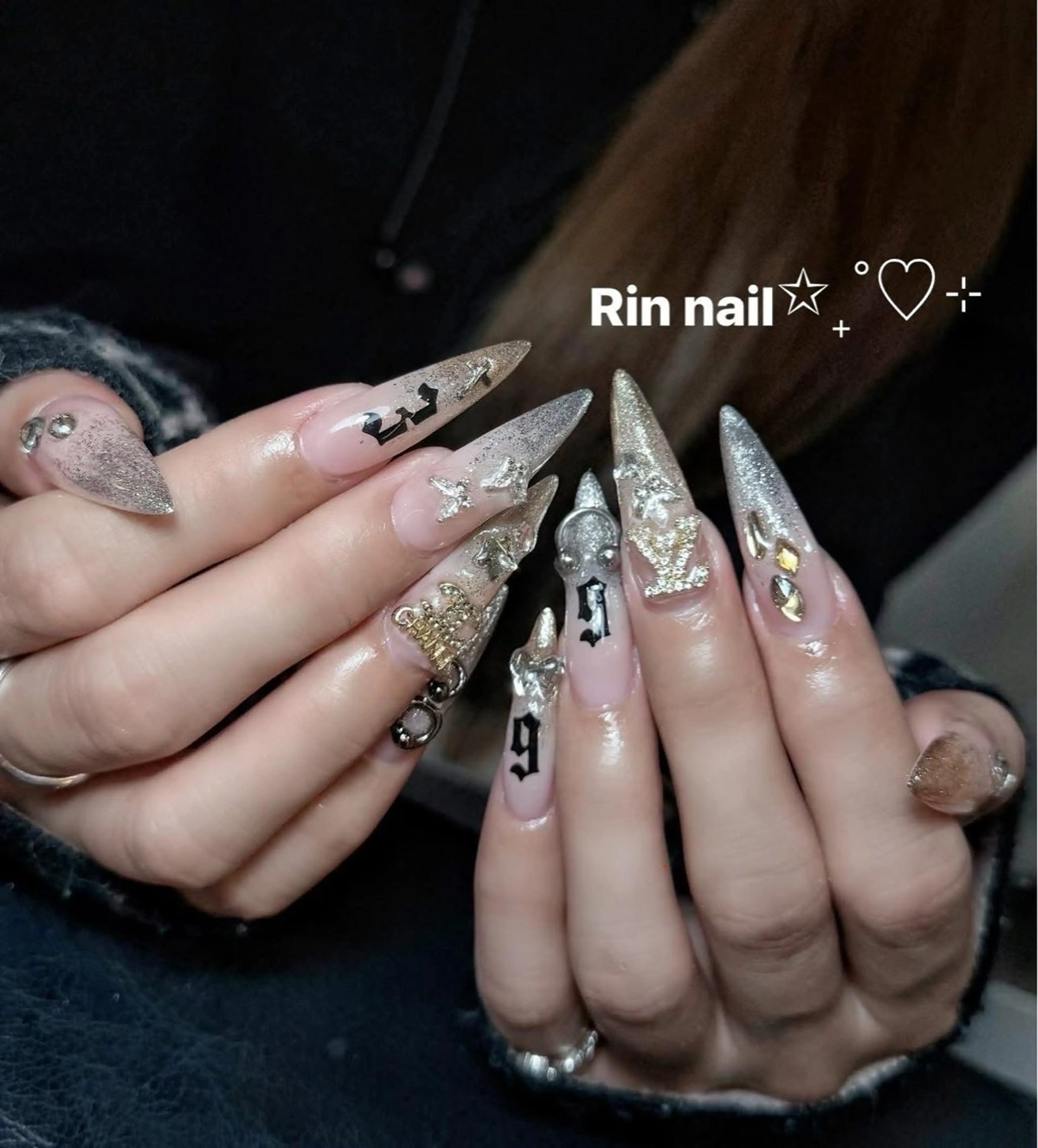 ネイル アートネイル ジェルネイル ロングネイル ニュアンスネイル スカルプネイル ハンドネイル Rin Nail 新大久保店のネイルデザイン