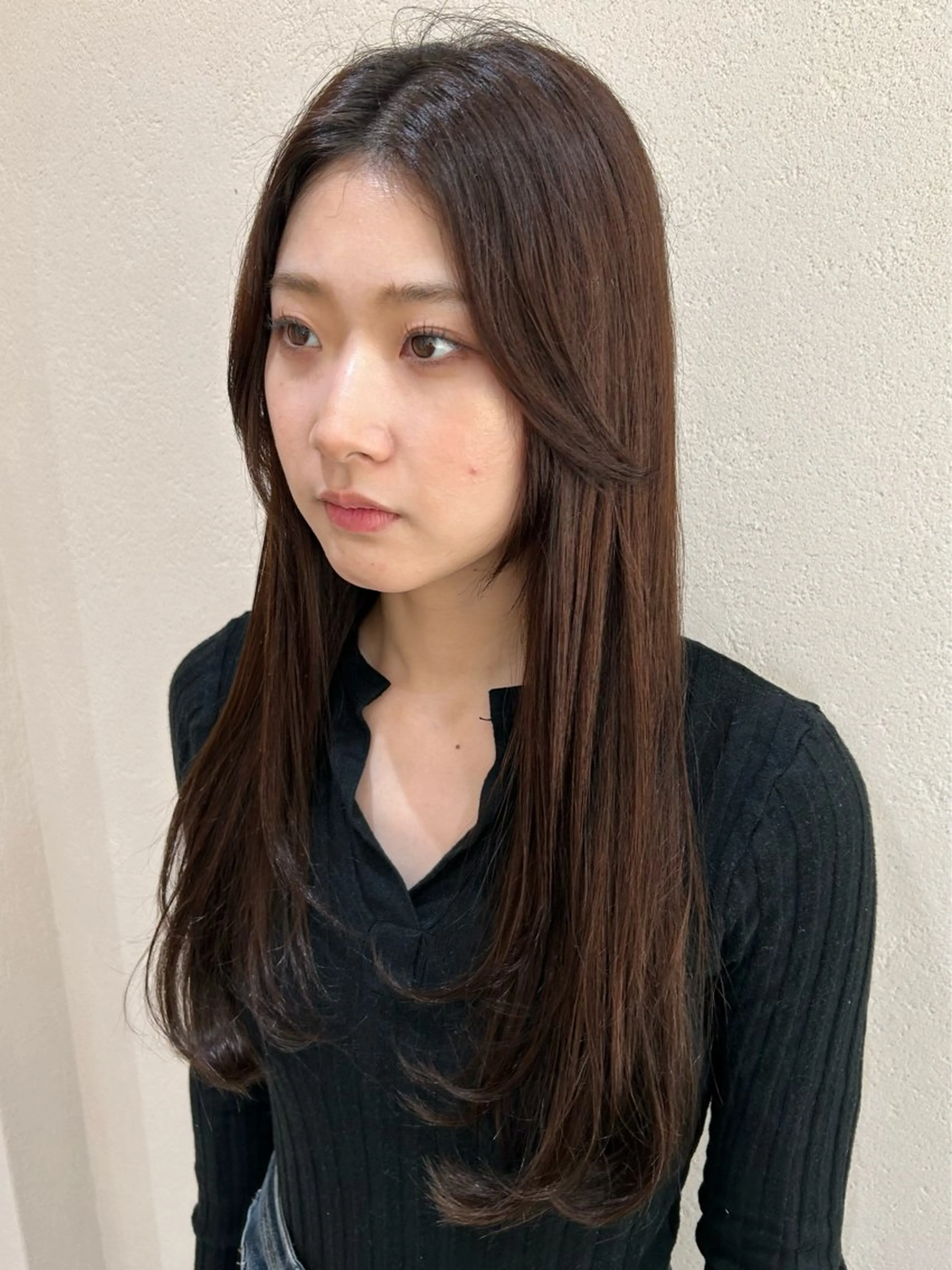 ロング カラー 韓国風ヘア レイヤーカット 小顔カット トリートメント レイヤーカット☆顔ま わりカット＊田村りおのヘアスタイル