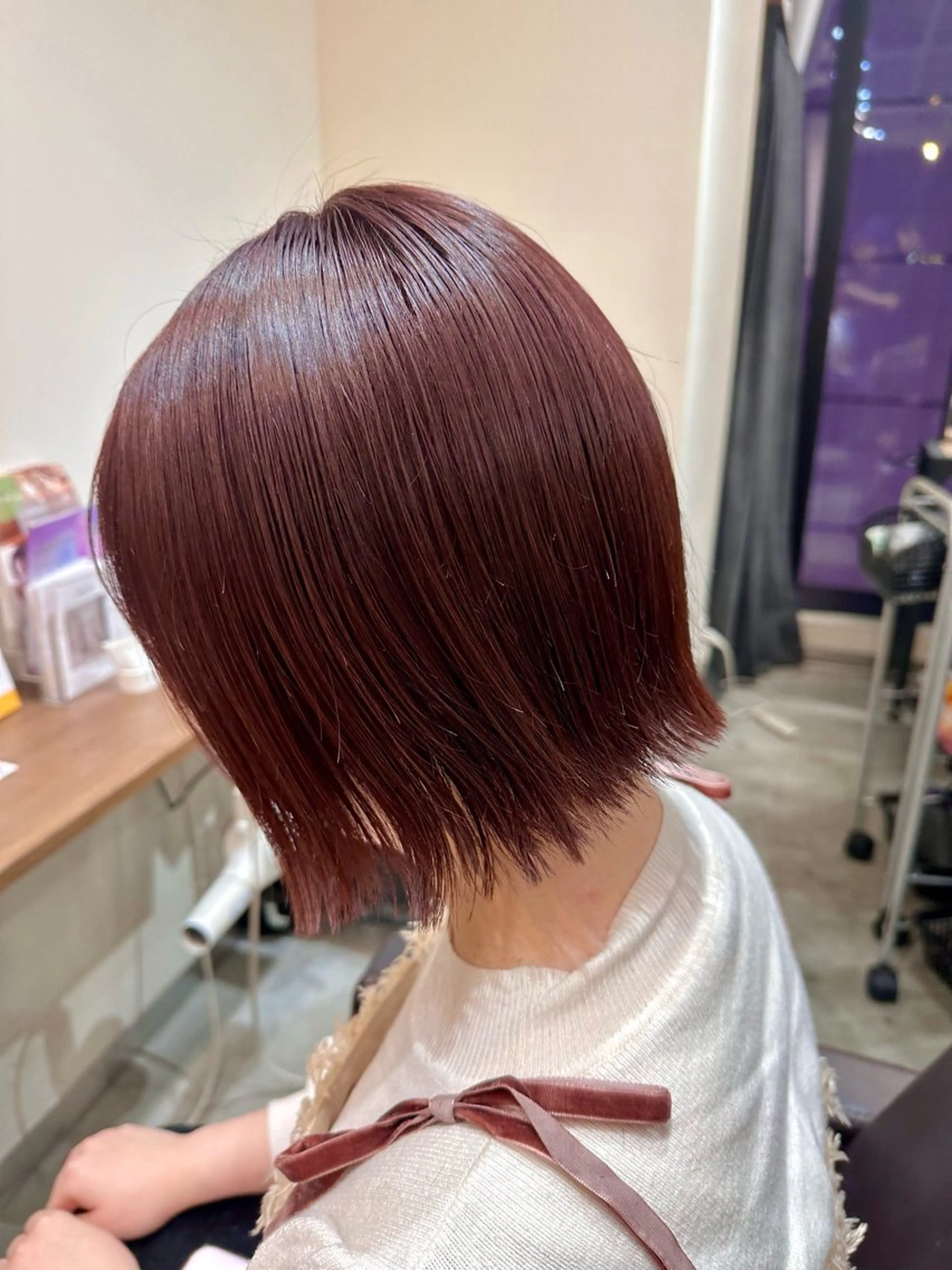 ショート カラー ブラウンカラー ピンクカラー ピンクブラウン レッドカラー レッドブラウン 縮毛矯正+モテカラー 🎀✨MIHOのヘアスタイル