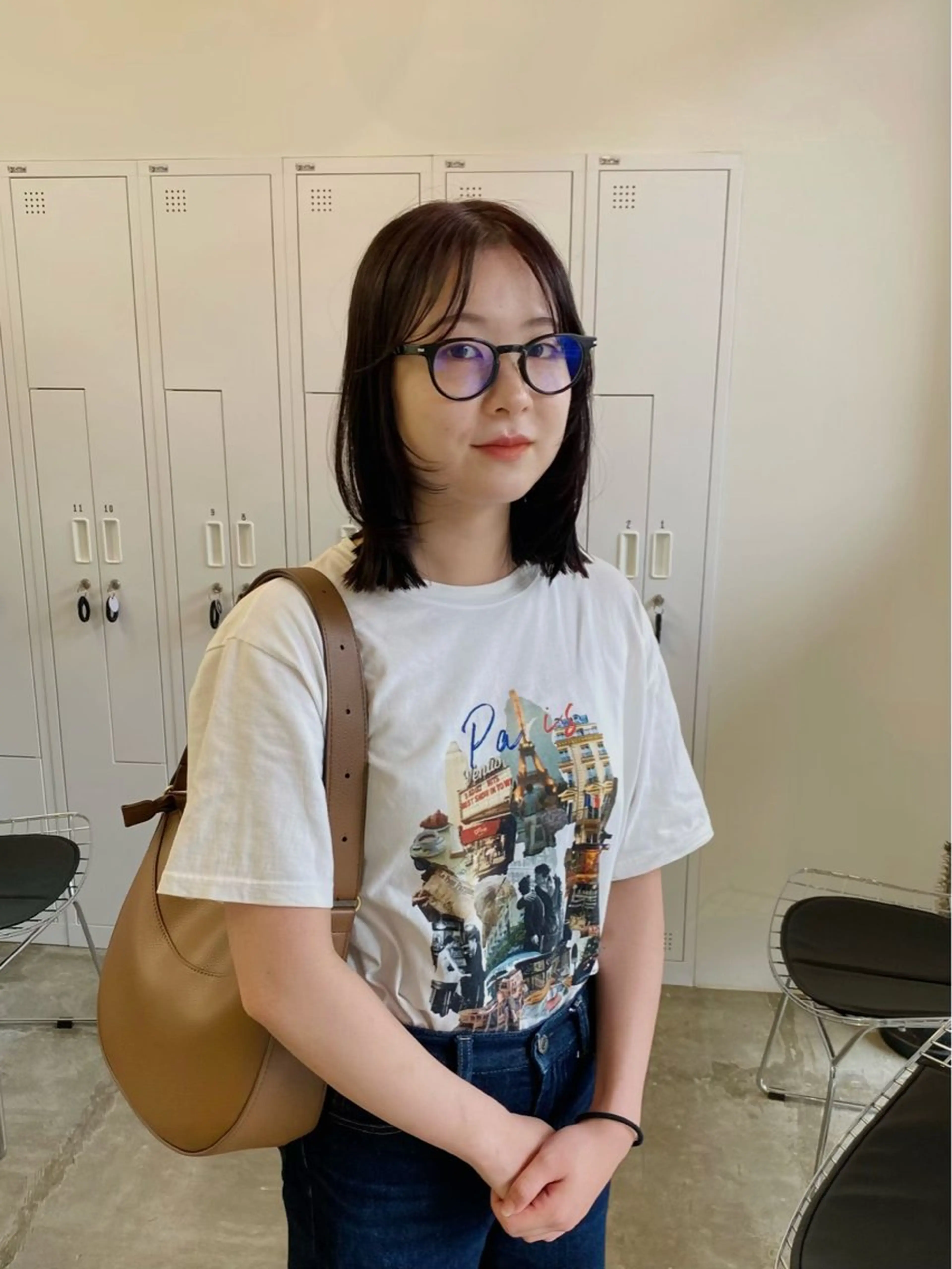 ミディアム カラー グレージュ パープルカラー パープルグレージュ 顔まわりレイヤー レイヤーカット サトウ リョウのヘアスタイル