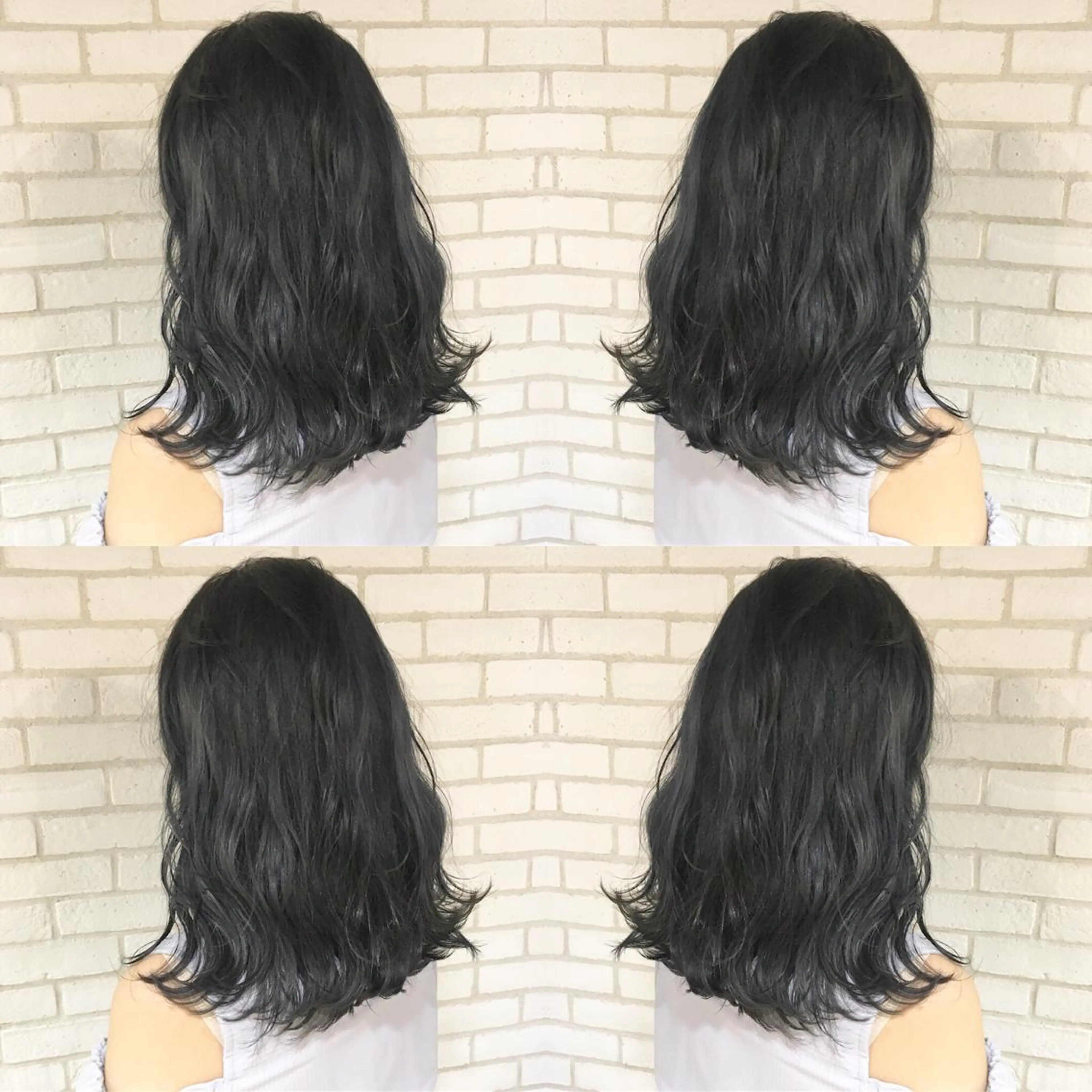 セミロング カラー ブリーチ ネイビーカラー 佐藤 高徳のヘアスタイル