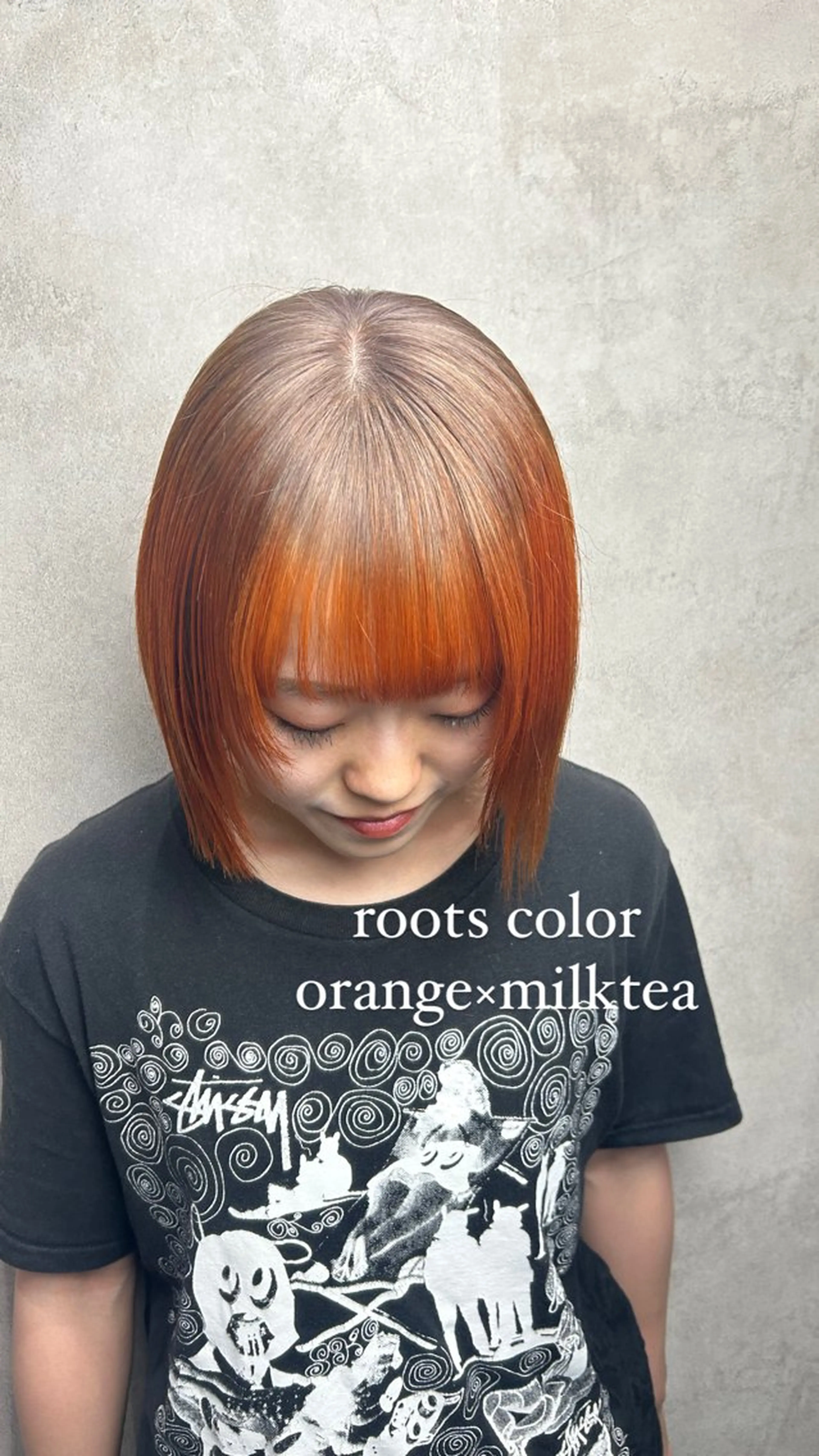 ショート カラー ベージュカラー ミルクティーベージュ オレンジ ヘアカラー 💎色落ち綺麗に白肌 ラベンダー💎りんのヘアスタイル