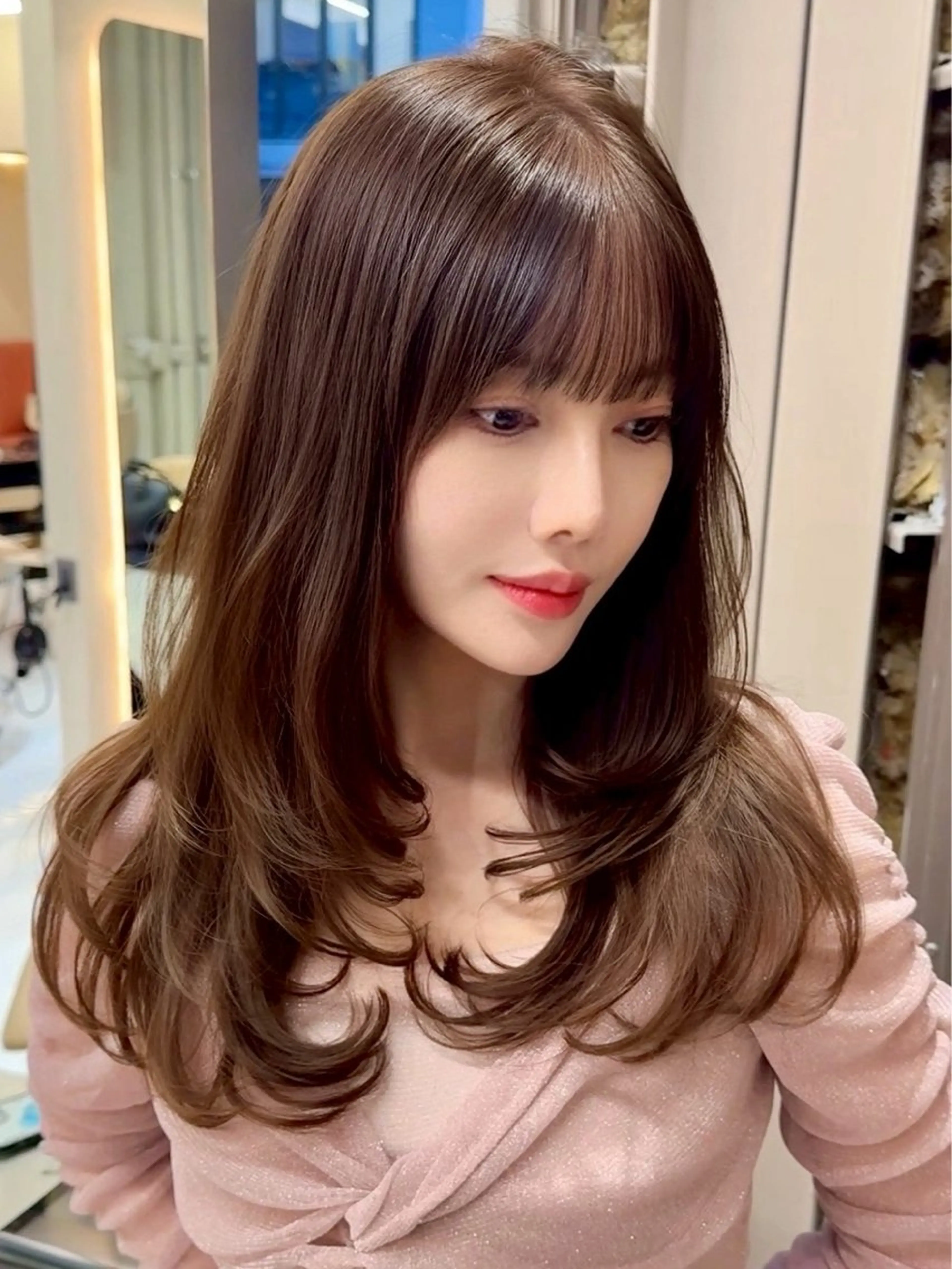 セミロング カラー ベージュカラー 韓国風ヘア レイヤーカット ʚザクザクレイヤー× 艶透明感/にしじまɞのヘアスタイル