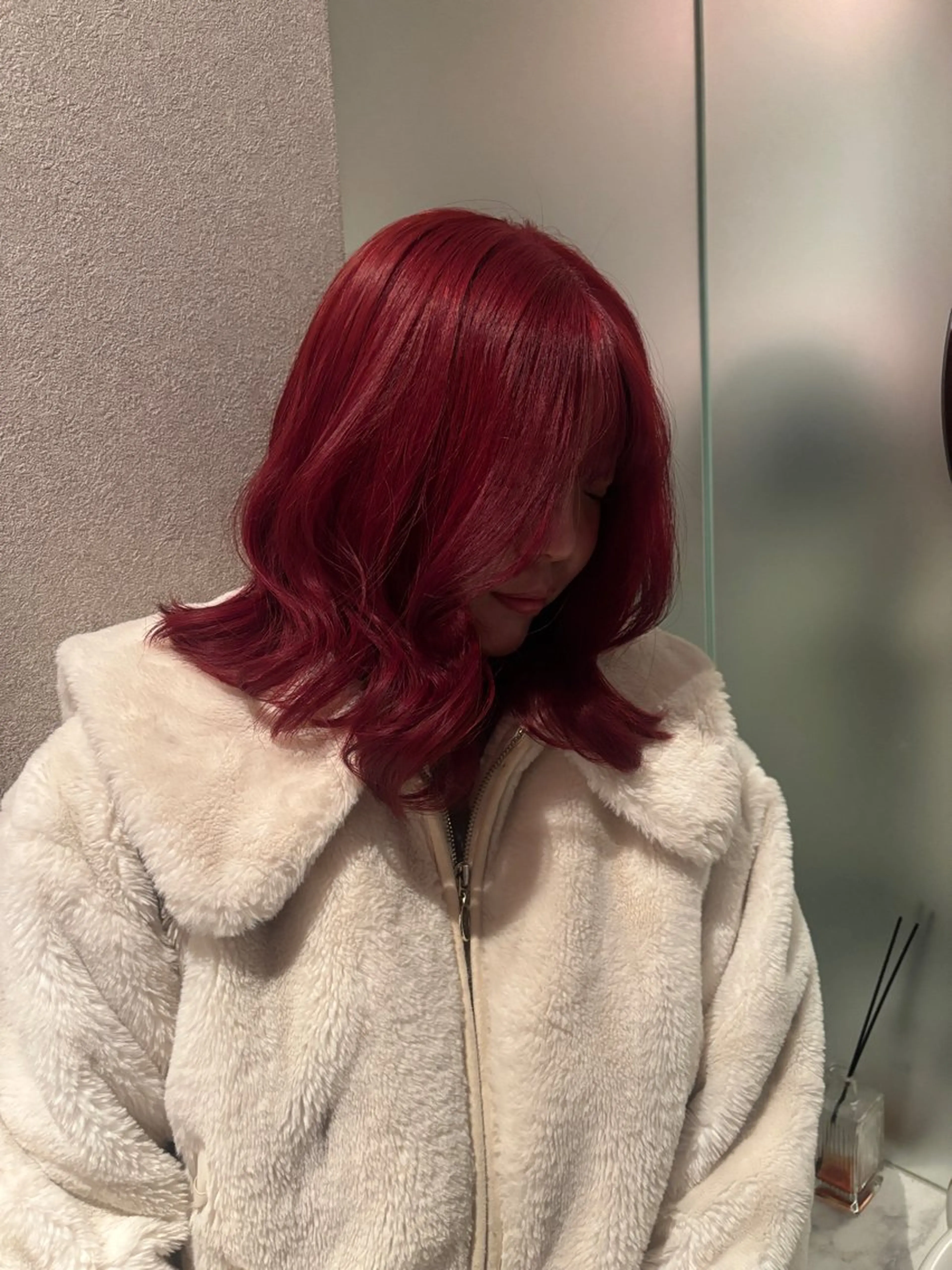 ミディアム カラー ヘアアレンジ ハッシュカット/ ミルクティー/ みうのヘアスタイル